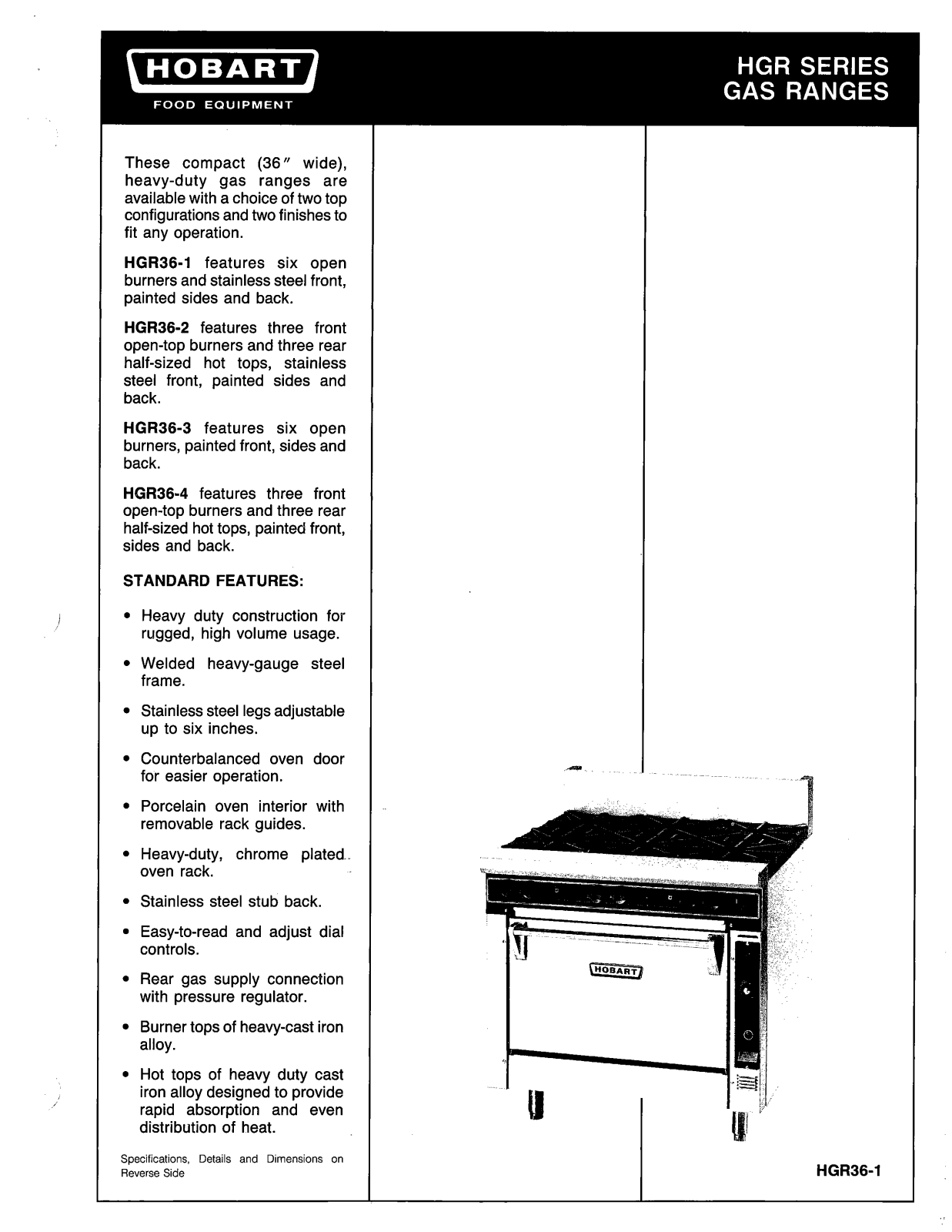 Hobart HGR-36-1 User Manual