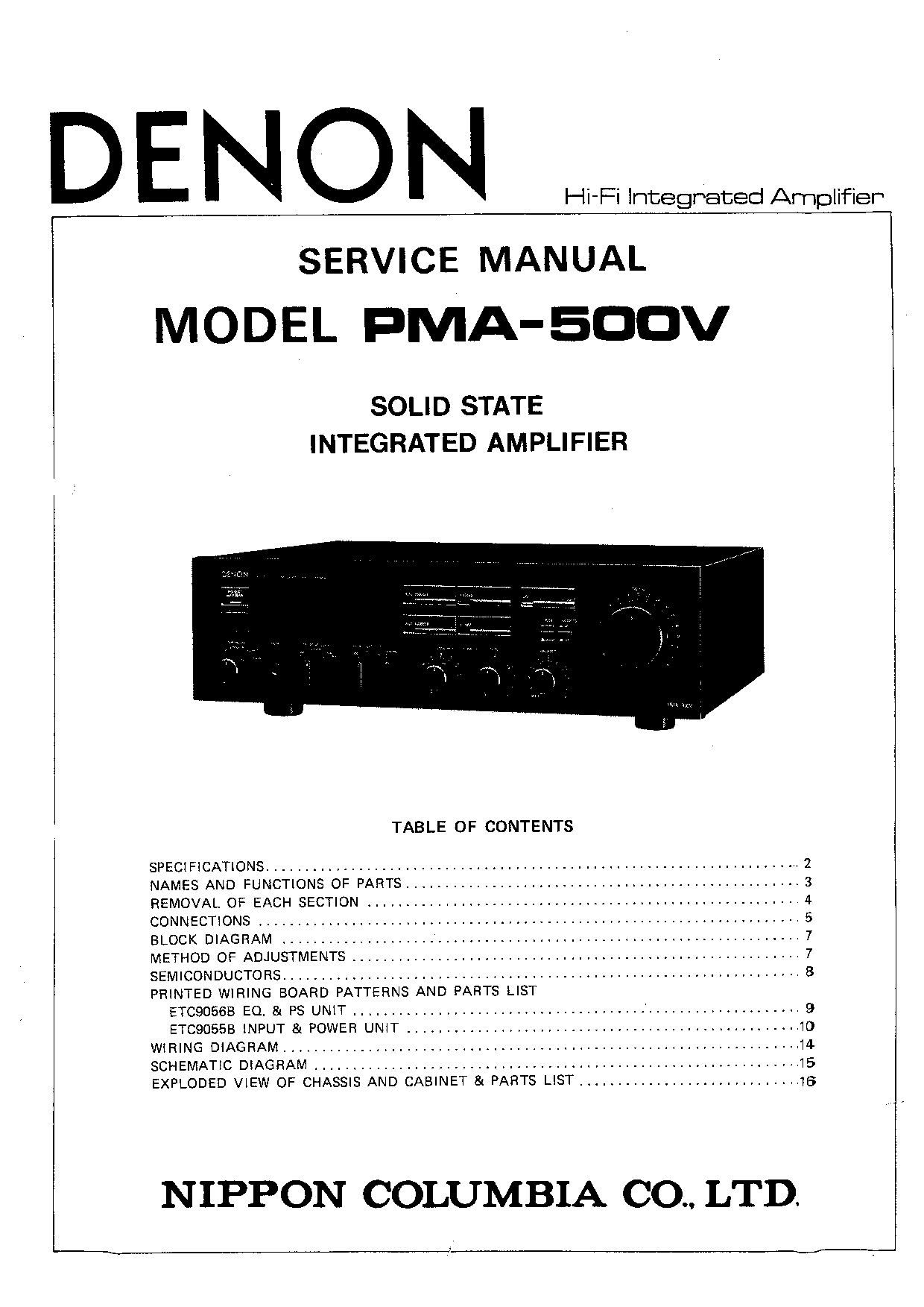 Denon PMA-500V Service Manual