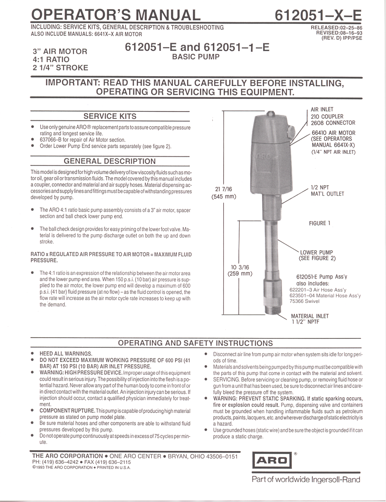 Ingersoll-Rand 612051-E, 612051-1-E User Manual