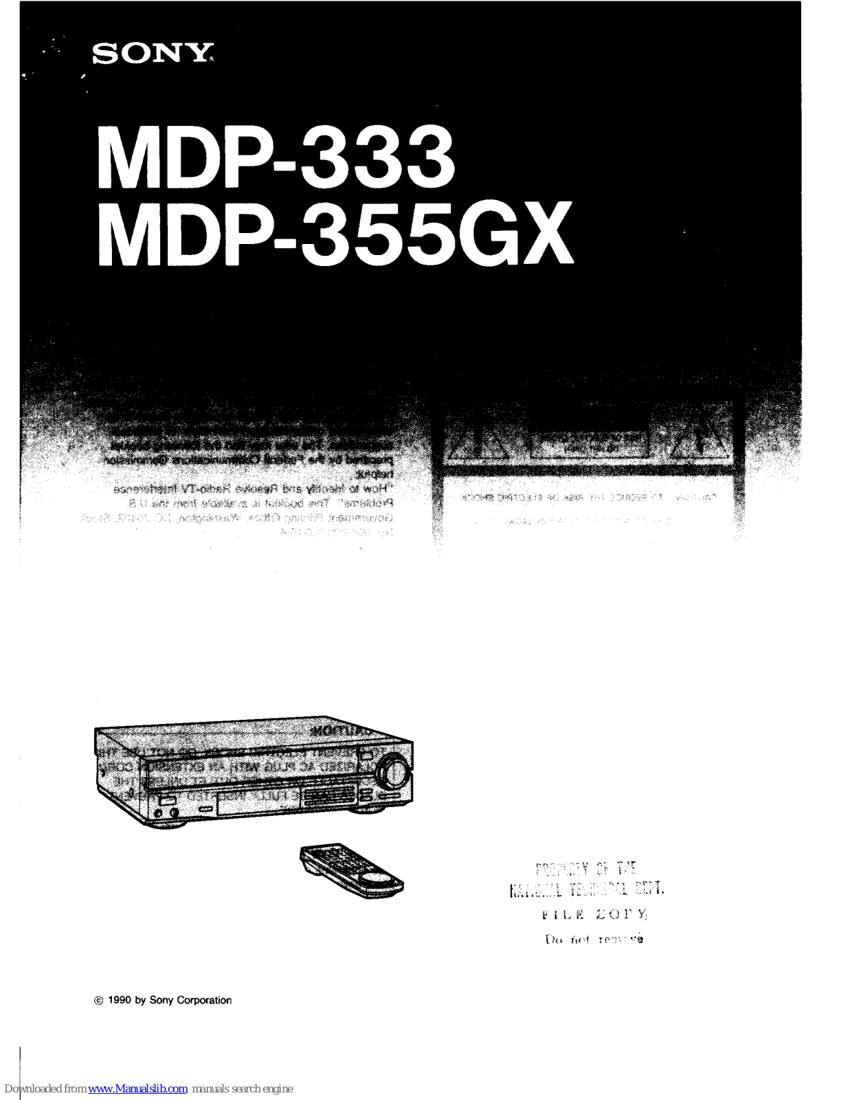 Sony MDP-333 Primary, MDP-355GX User Manual