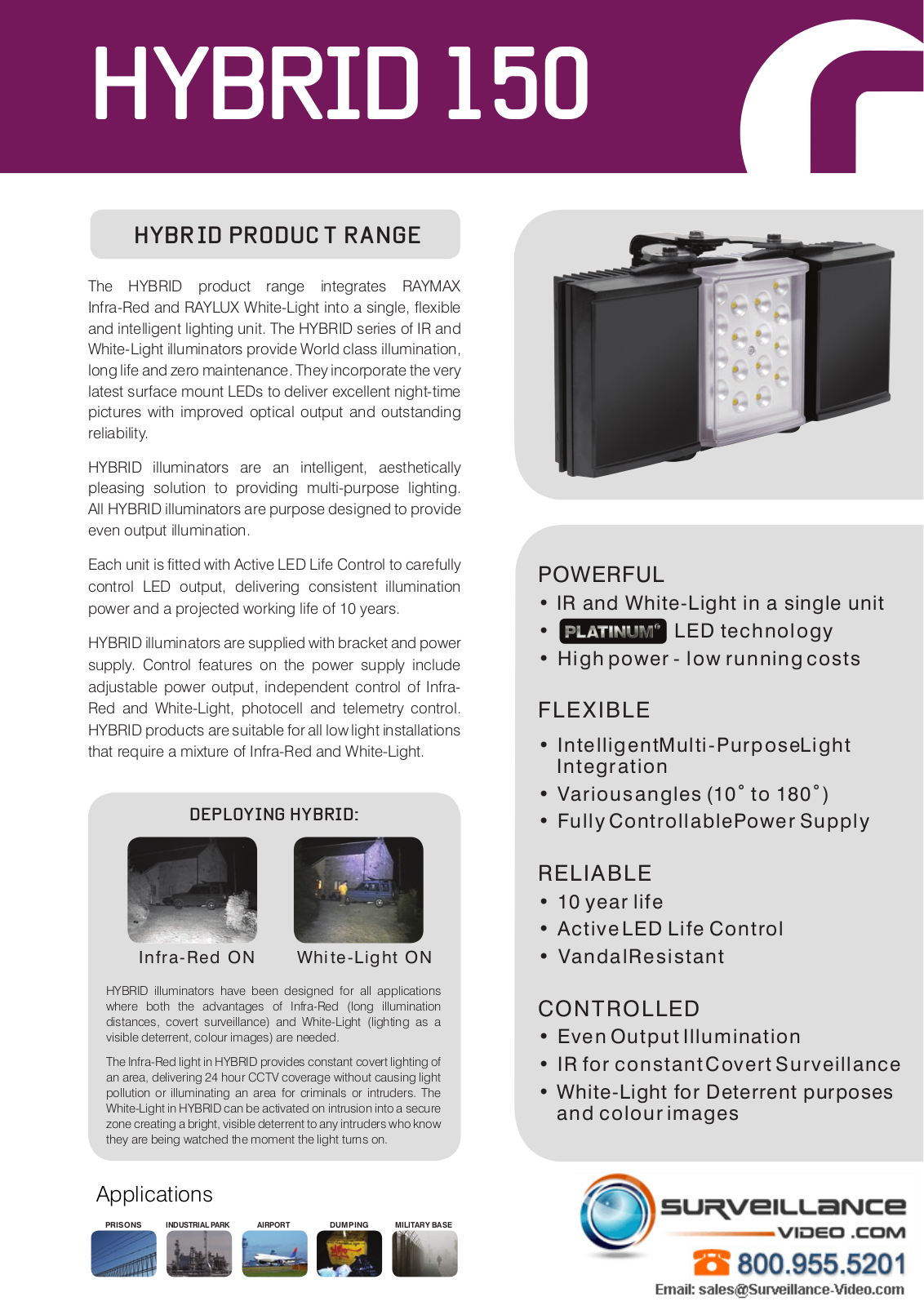 Raytec HY150-10, HY150-120, HY150-30, HY150-50 Specsheet