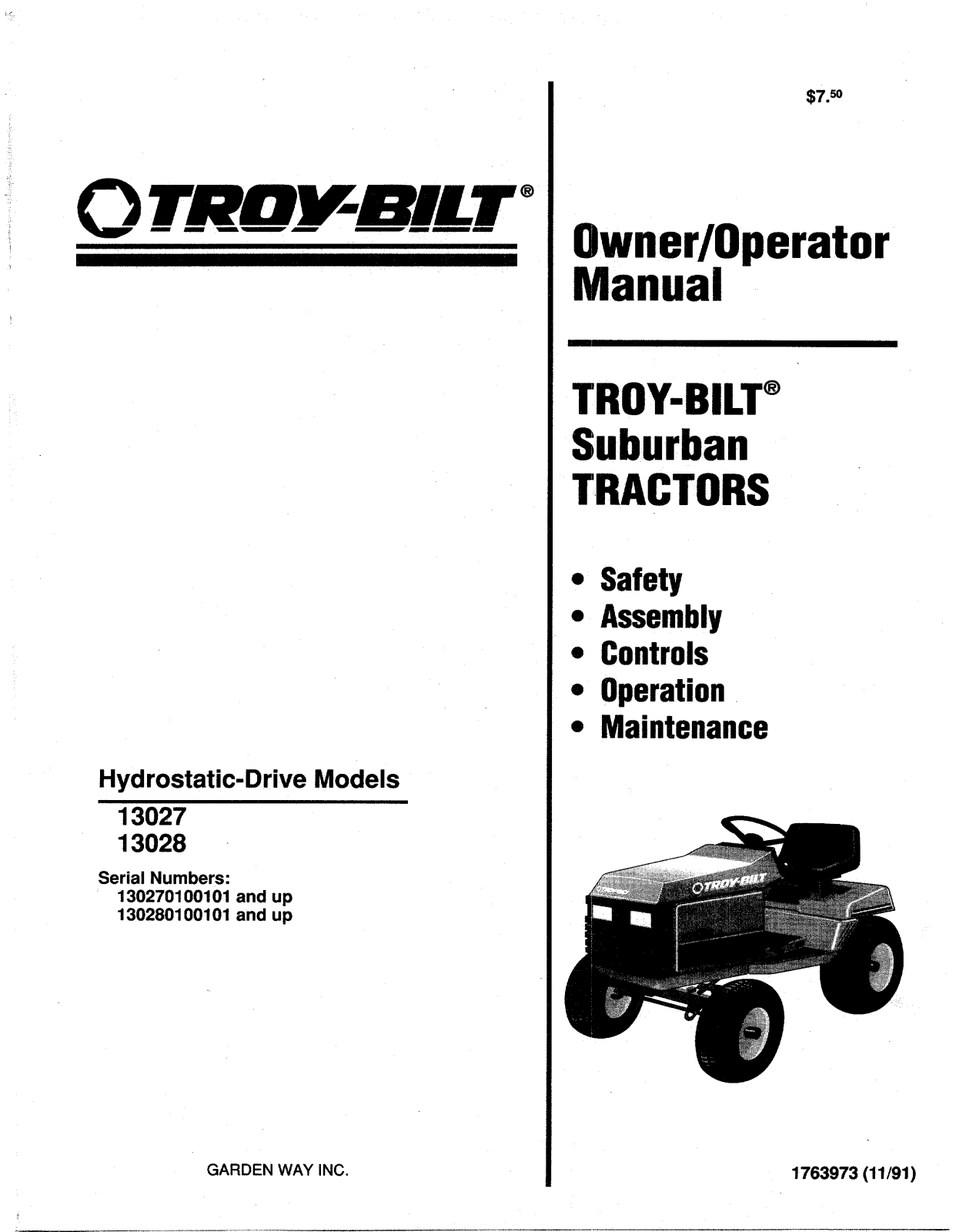 Troy-Bilt 13028 User Manual