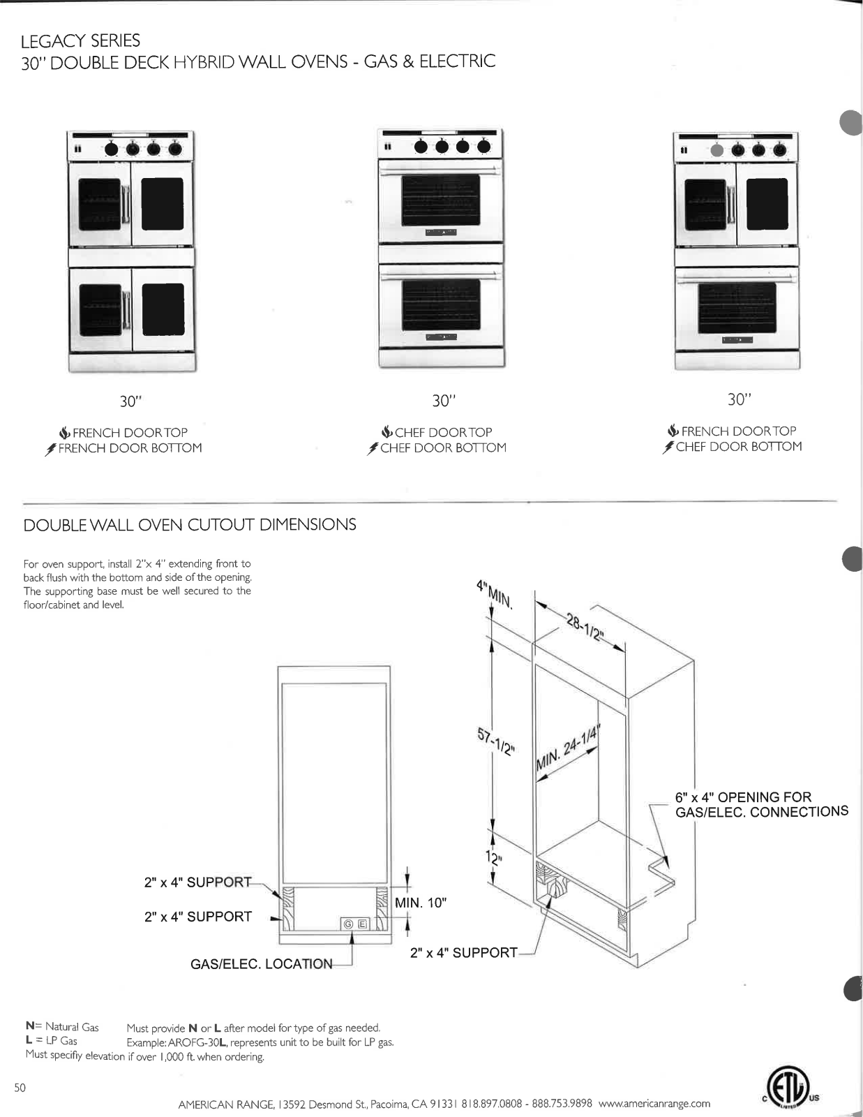 American Range AROFSE230 Dimensions - ManualMachine.com