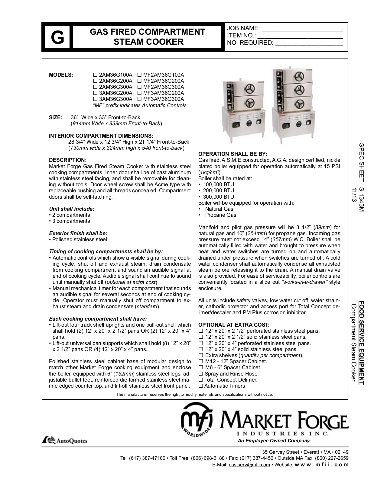 Market Forge 2AM36G100A User Manual