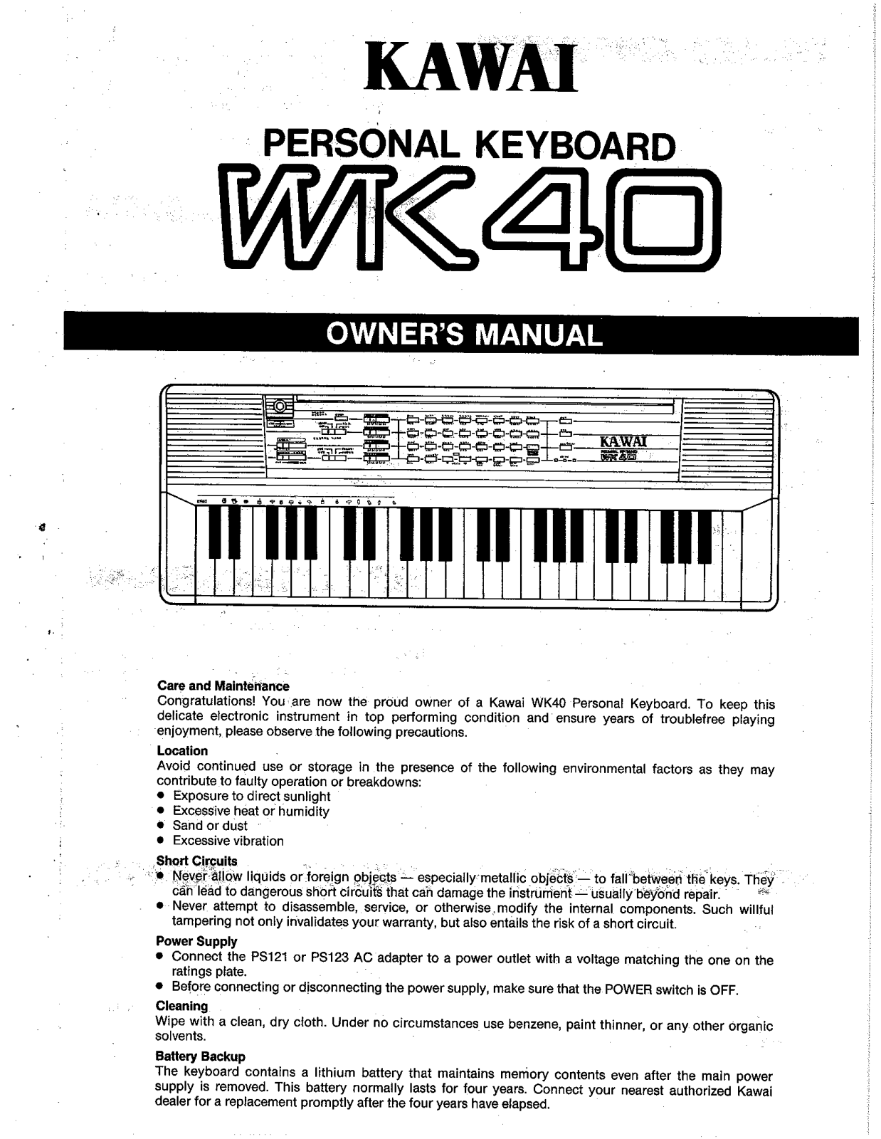 Kawai WK40 User Manual