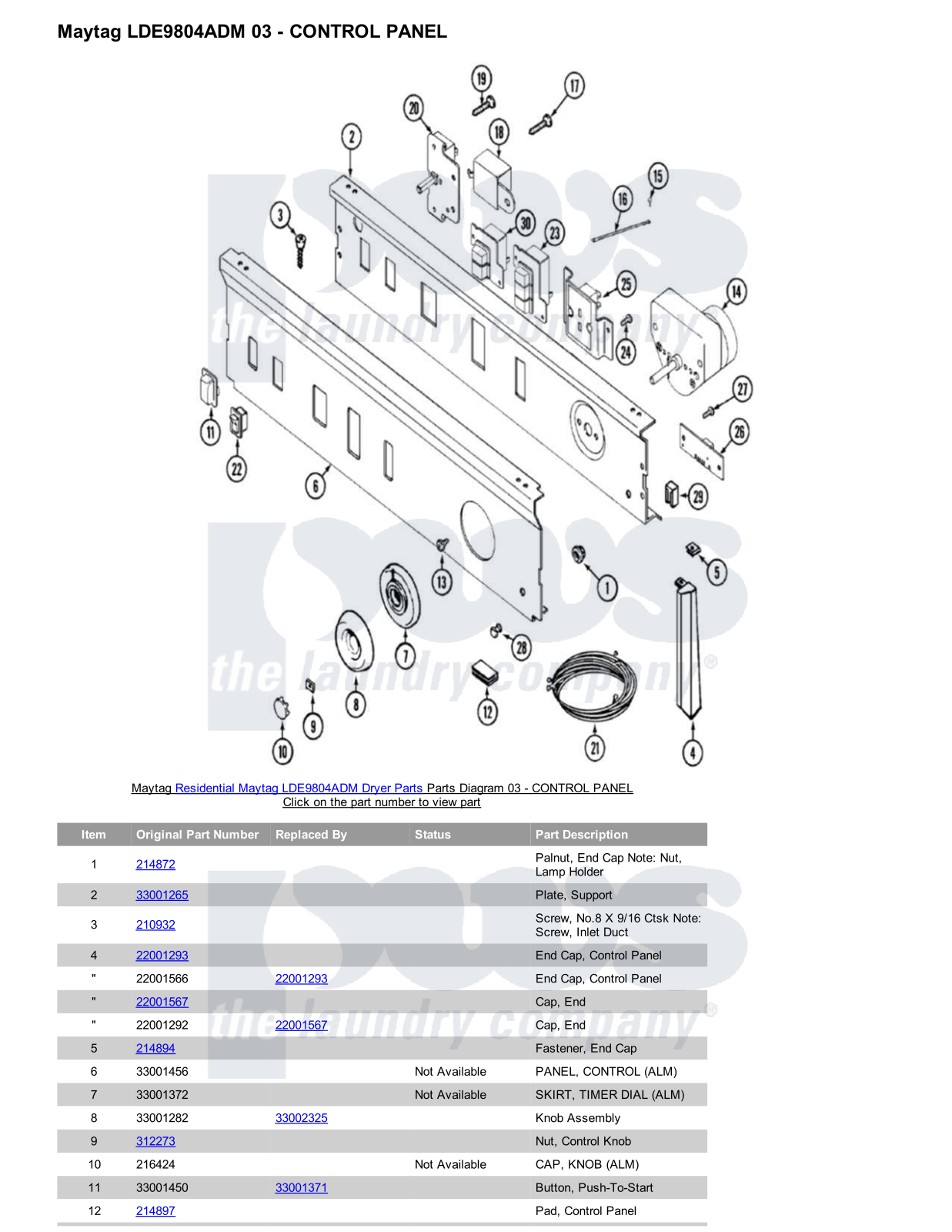 Maytag LDE9804ADM Parts Diagram