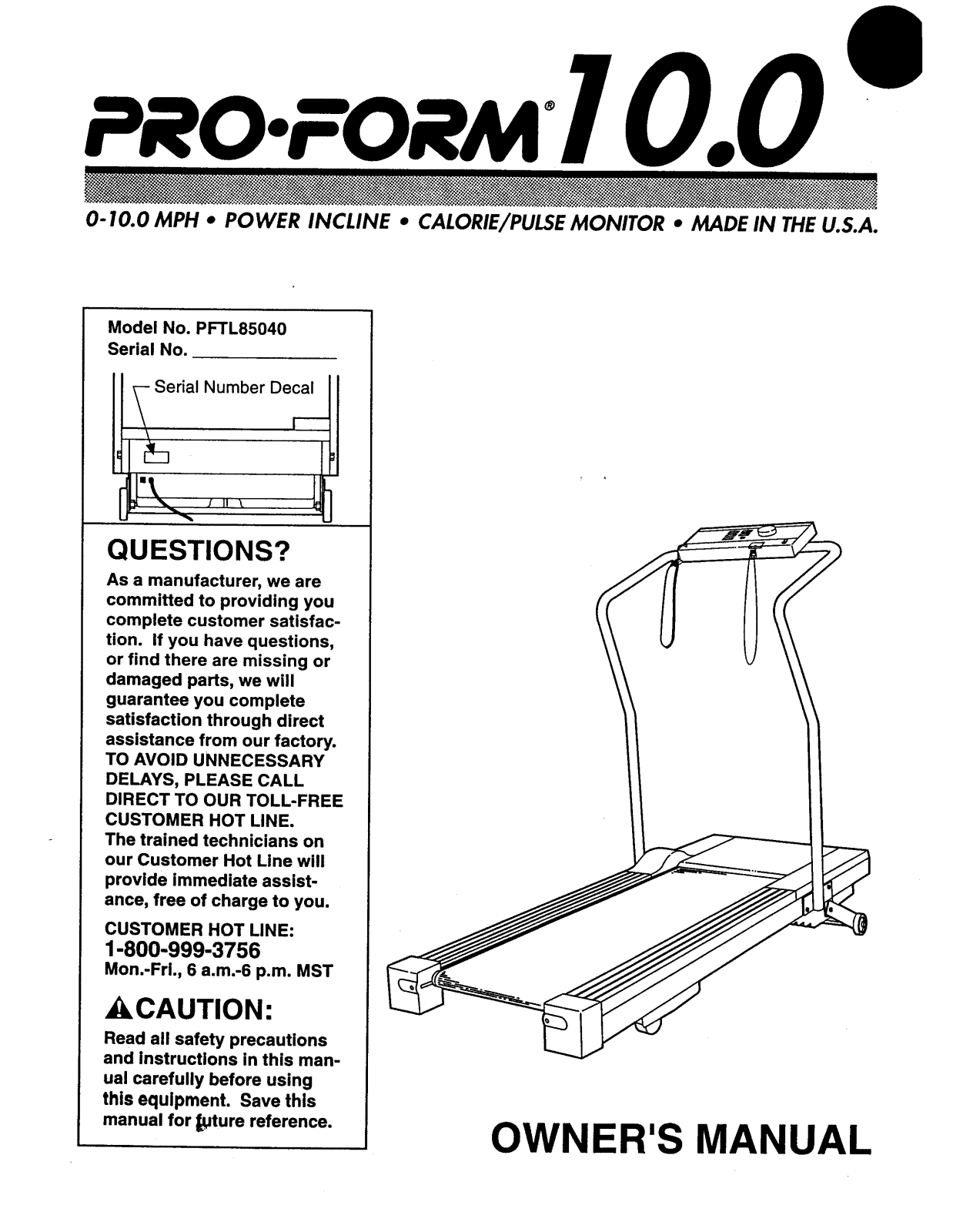 ProForm PFTL85040 User Manual