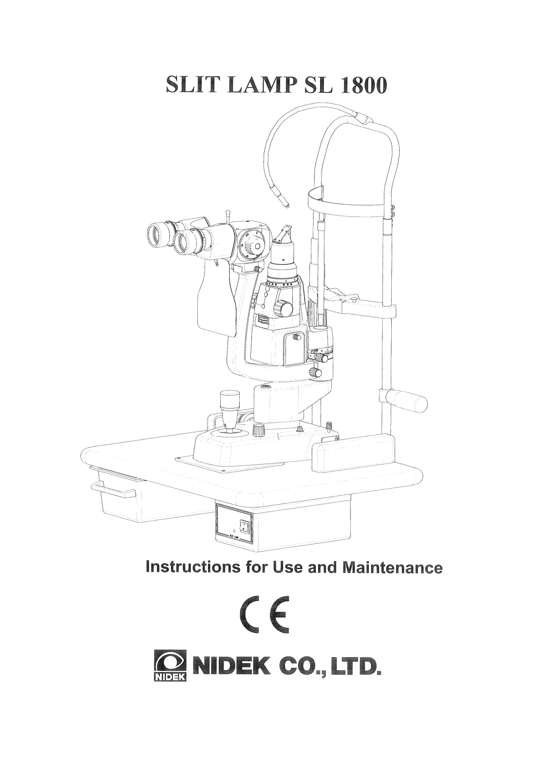 Nidek SL-1800 Maintenance manual
