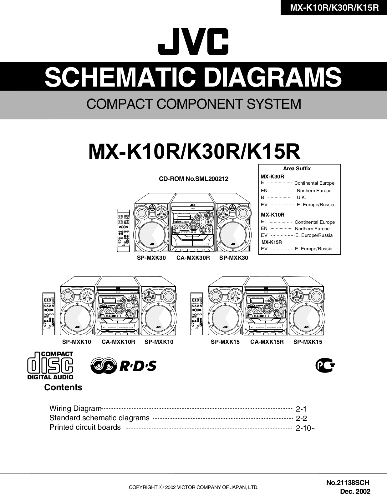 JVC MX-K10R, MX-K15R, MX-K30R Schematics