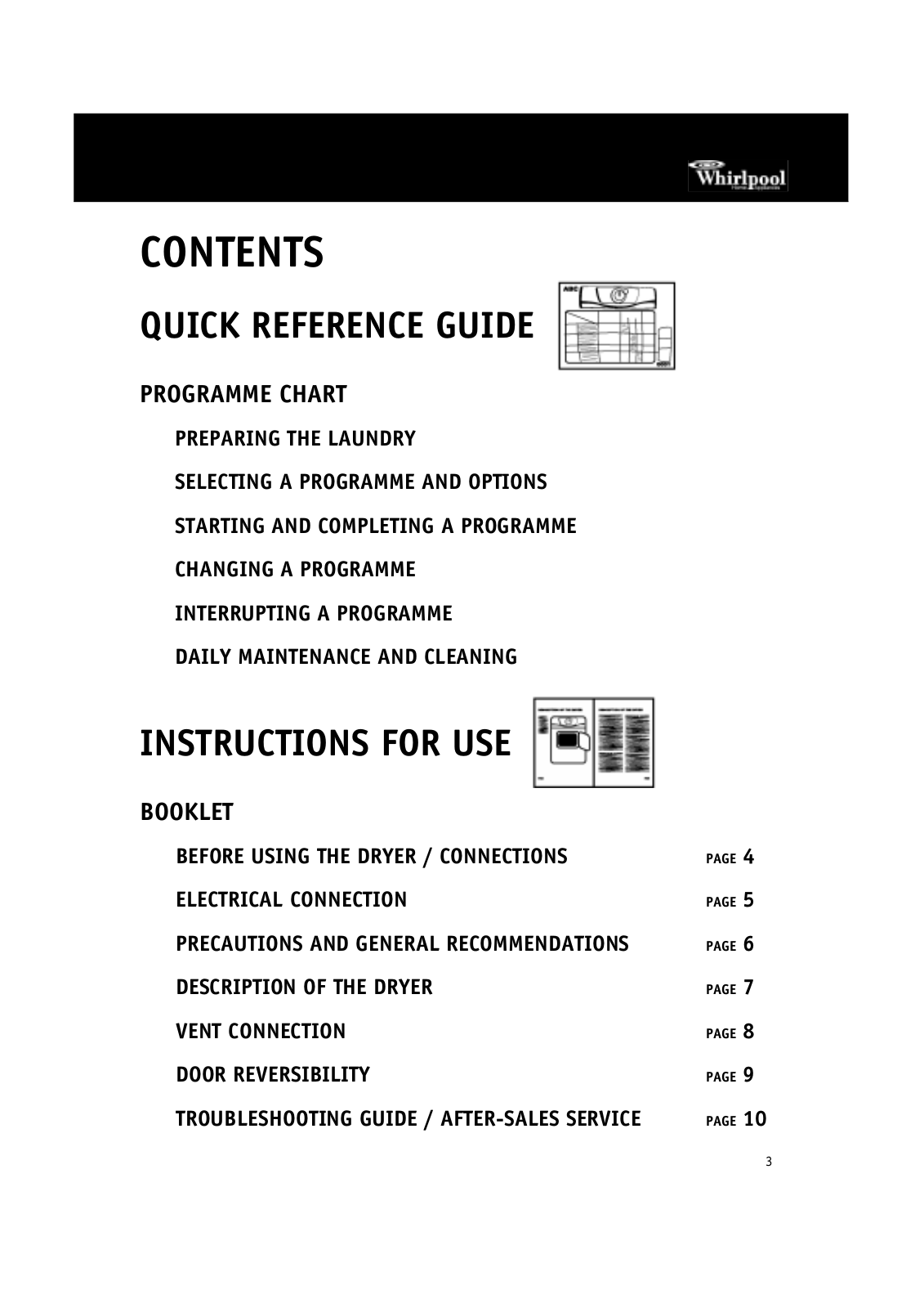 Whirlpool AWZ 2792, AWZ 2410, AWZ 279 INSTRUCTION FOR USE