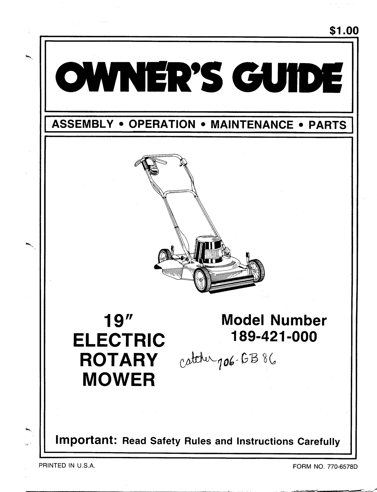 Bolens 189-421-000 User Manual