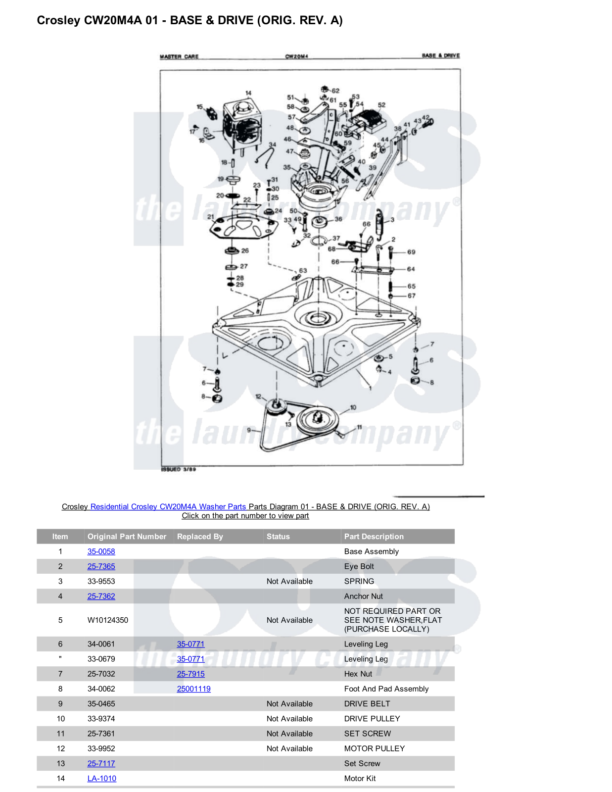 Crosley CW20M4A Parts Diagram