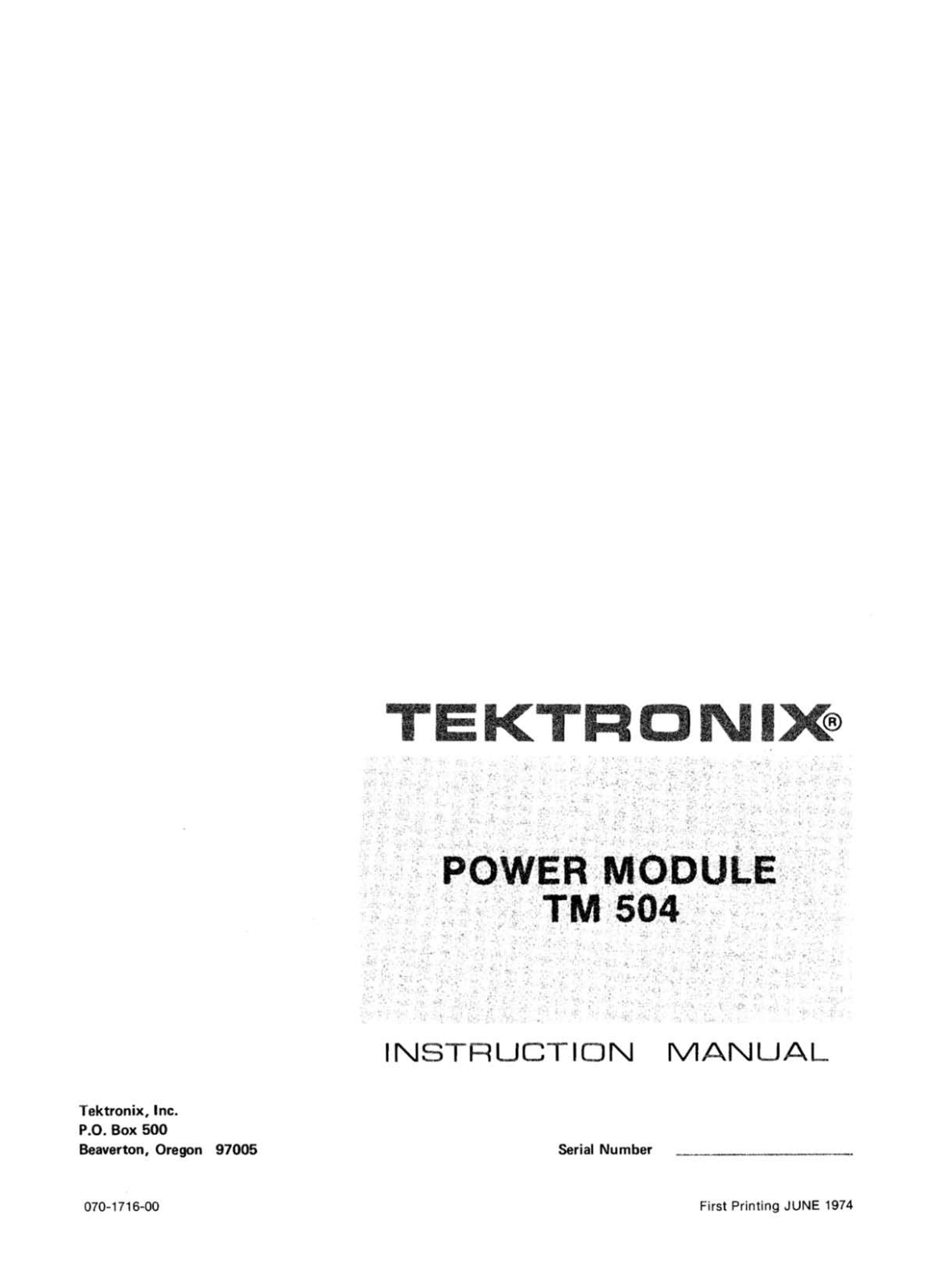 Tektronix TM504 Service manual