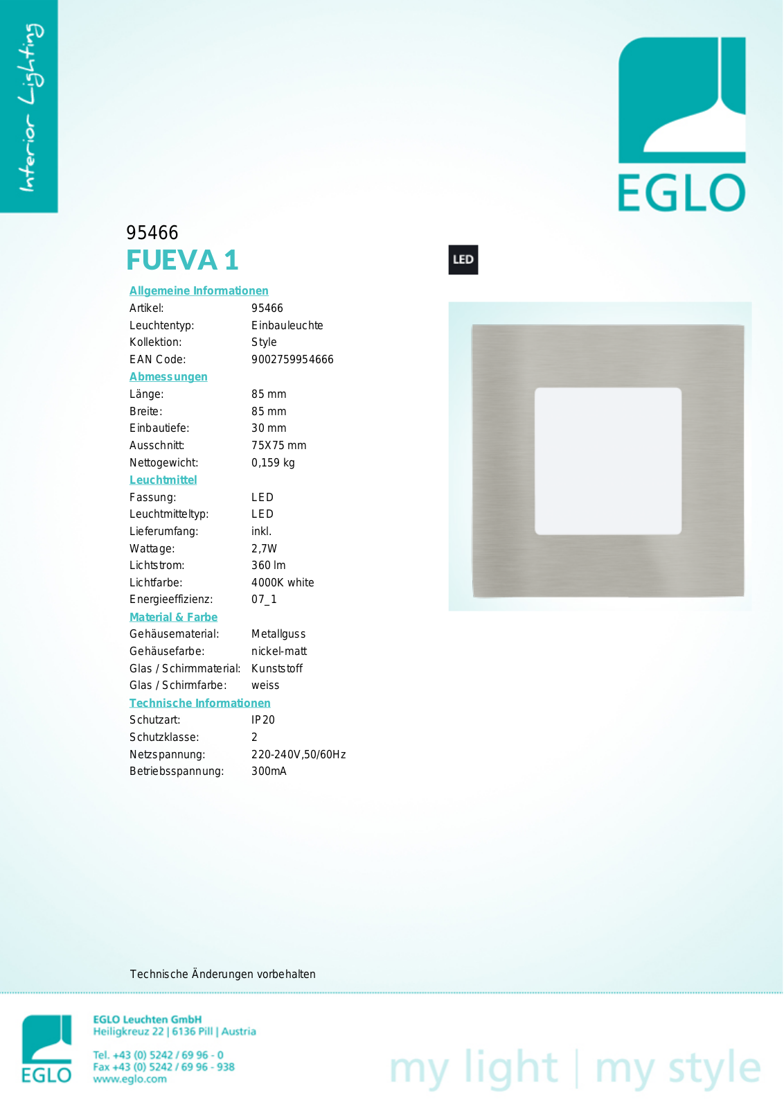 Eglo 95466 Service Manual