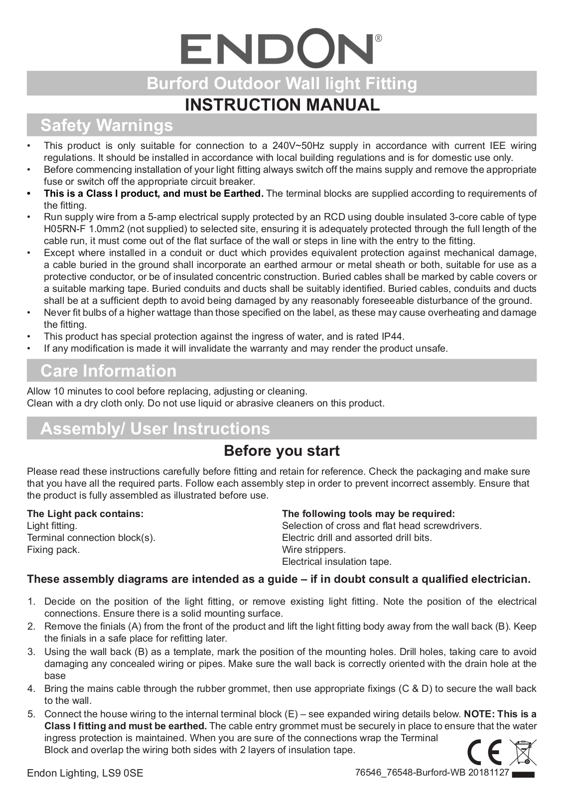 Endon Lighting 76548 Installation Instructions - ManualMachine.com