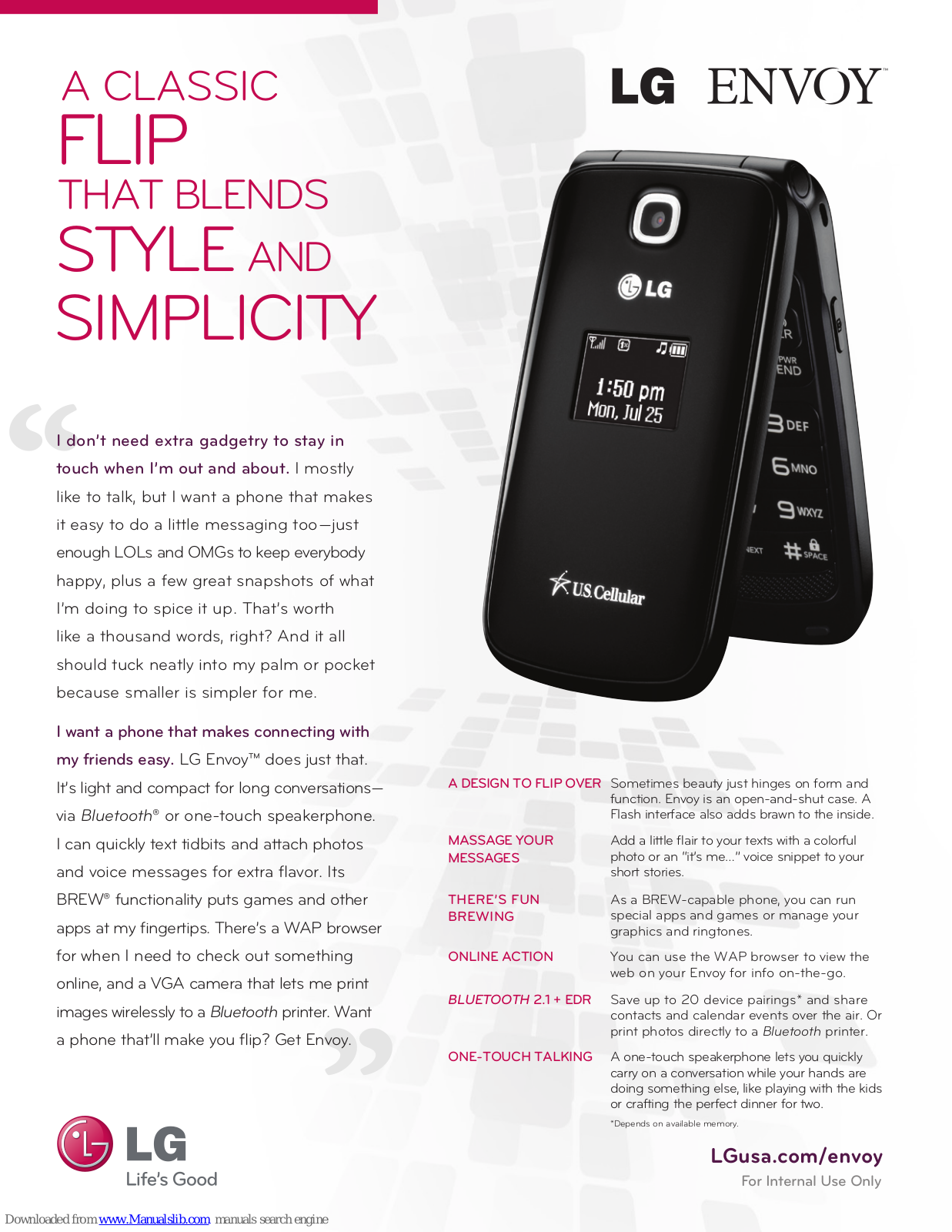 LG US CELLULAR ENVOY Datasheet