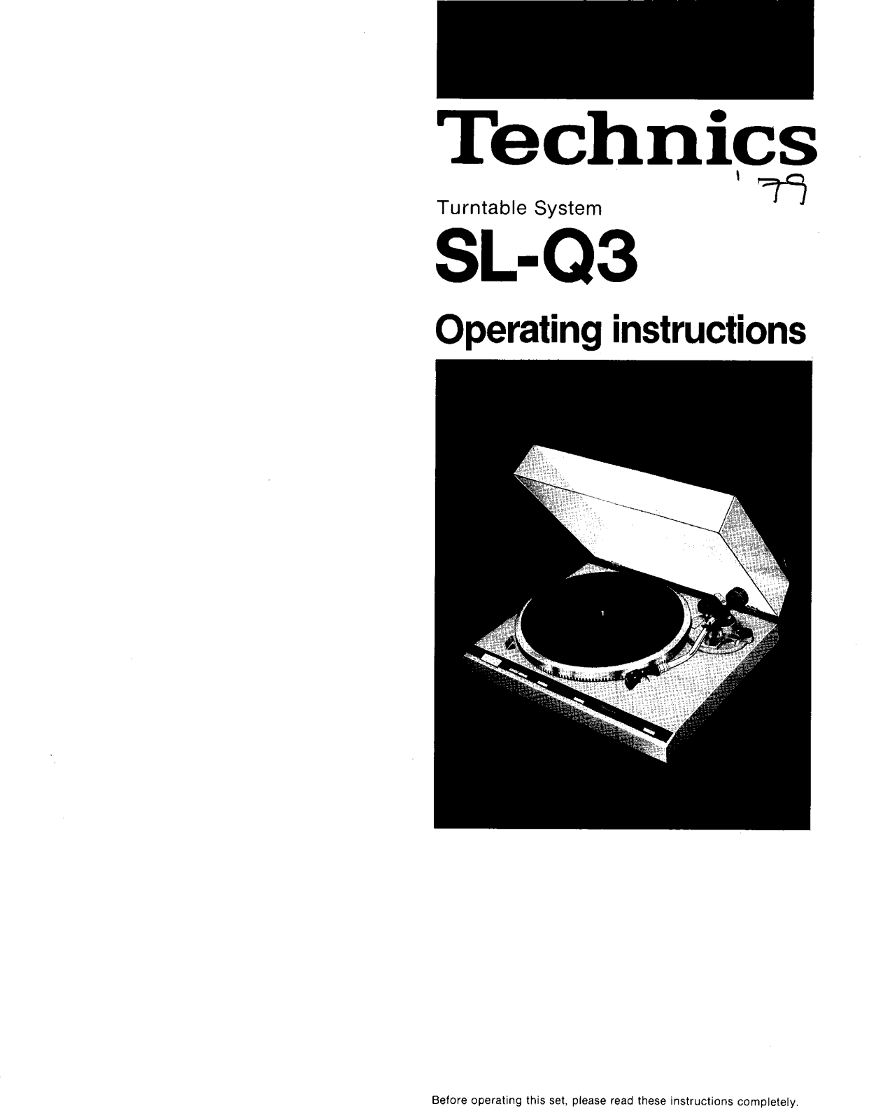 Technics SLQ-3 Owners manual