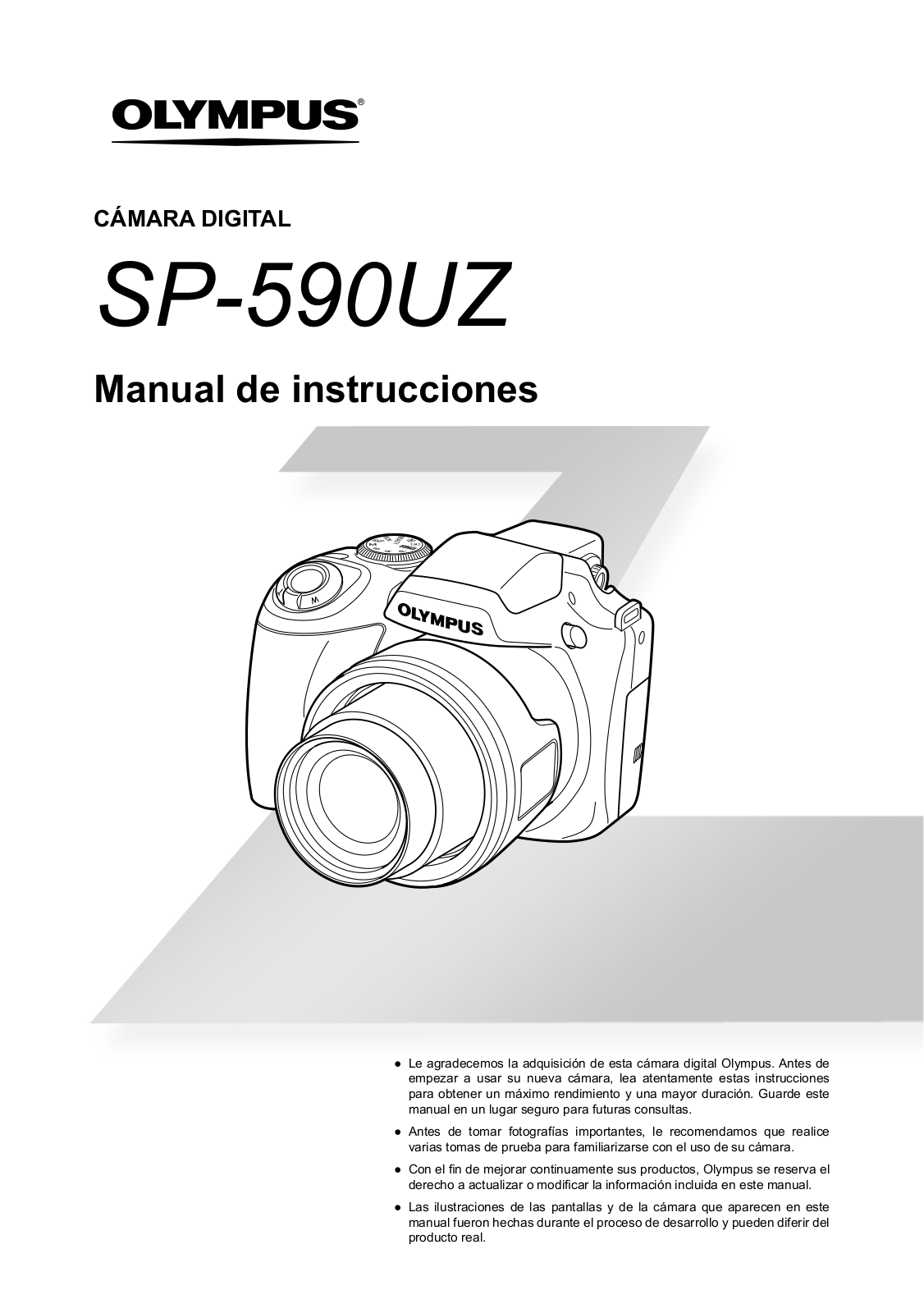 Olympus SP-590 UZ - Digital Camera - Compact, SP590UZ - 12MP Digital Camera Manual De Instrucciones