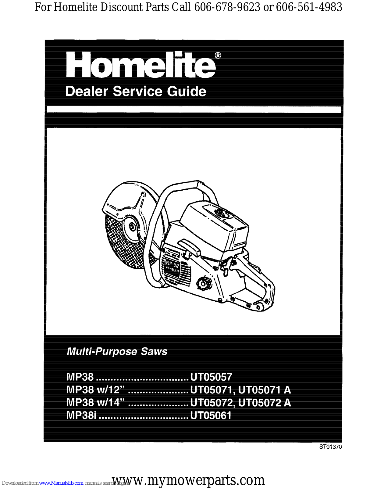 Homelite UT05057, UT05071, UT05071 A, UT05072, UT05072 A Service Manual