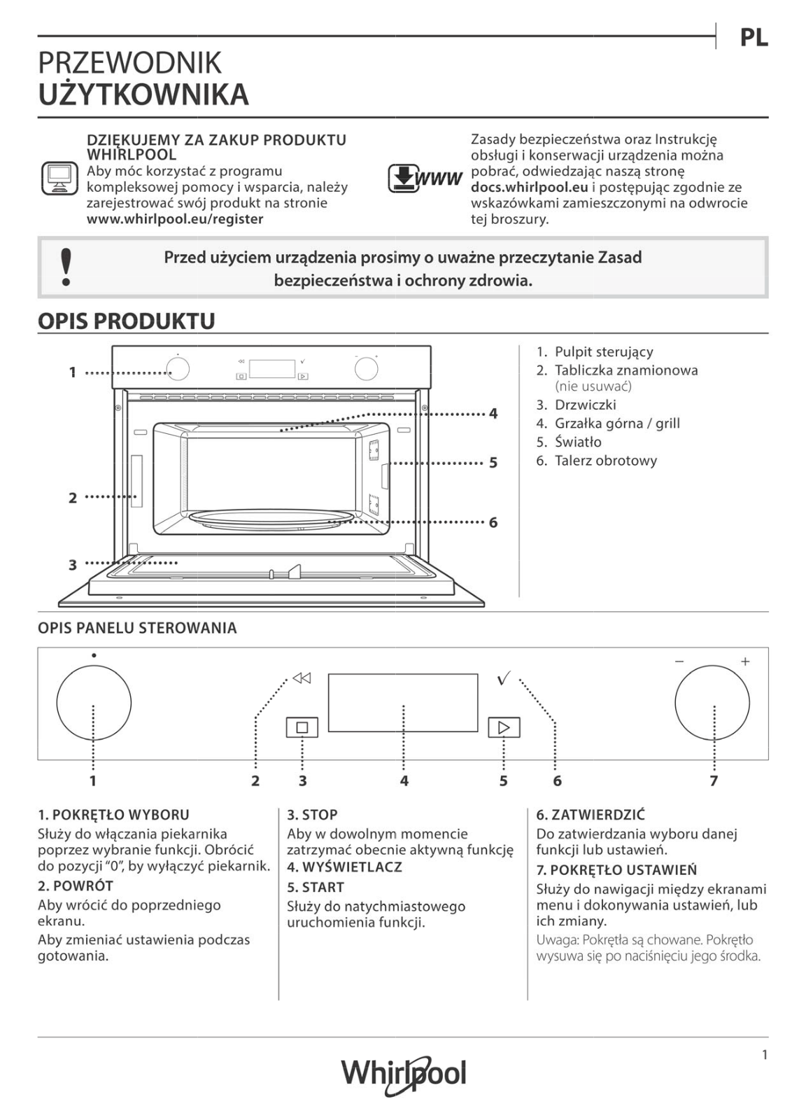 WHIRLPOOL W7 MD540 Daily Reference Guide