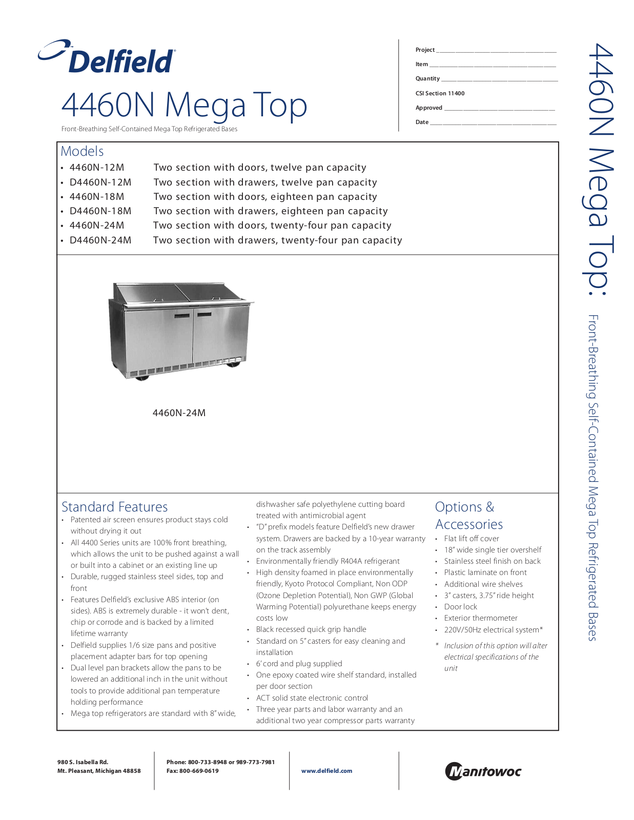 Delfield 4460N-24M User Manual