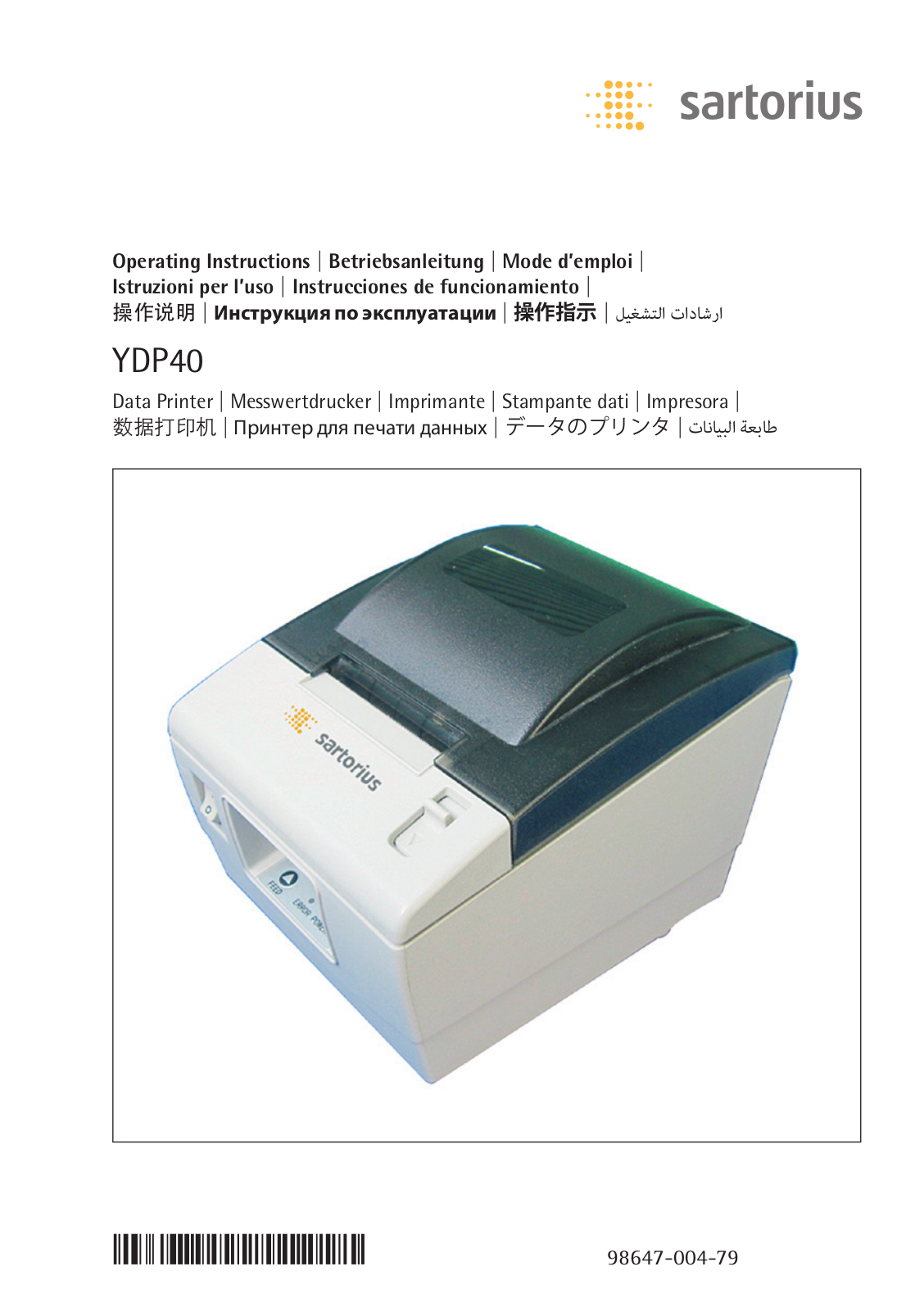 Sartorius YDP40 Operating Instructions Manual