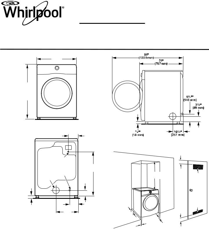 Whirlpool WED71HEBW, WED80HEBC, WED94HEAC0 Dimension Guide