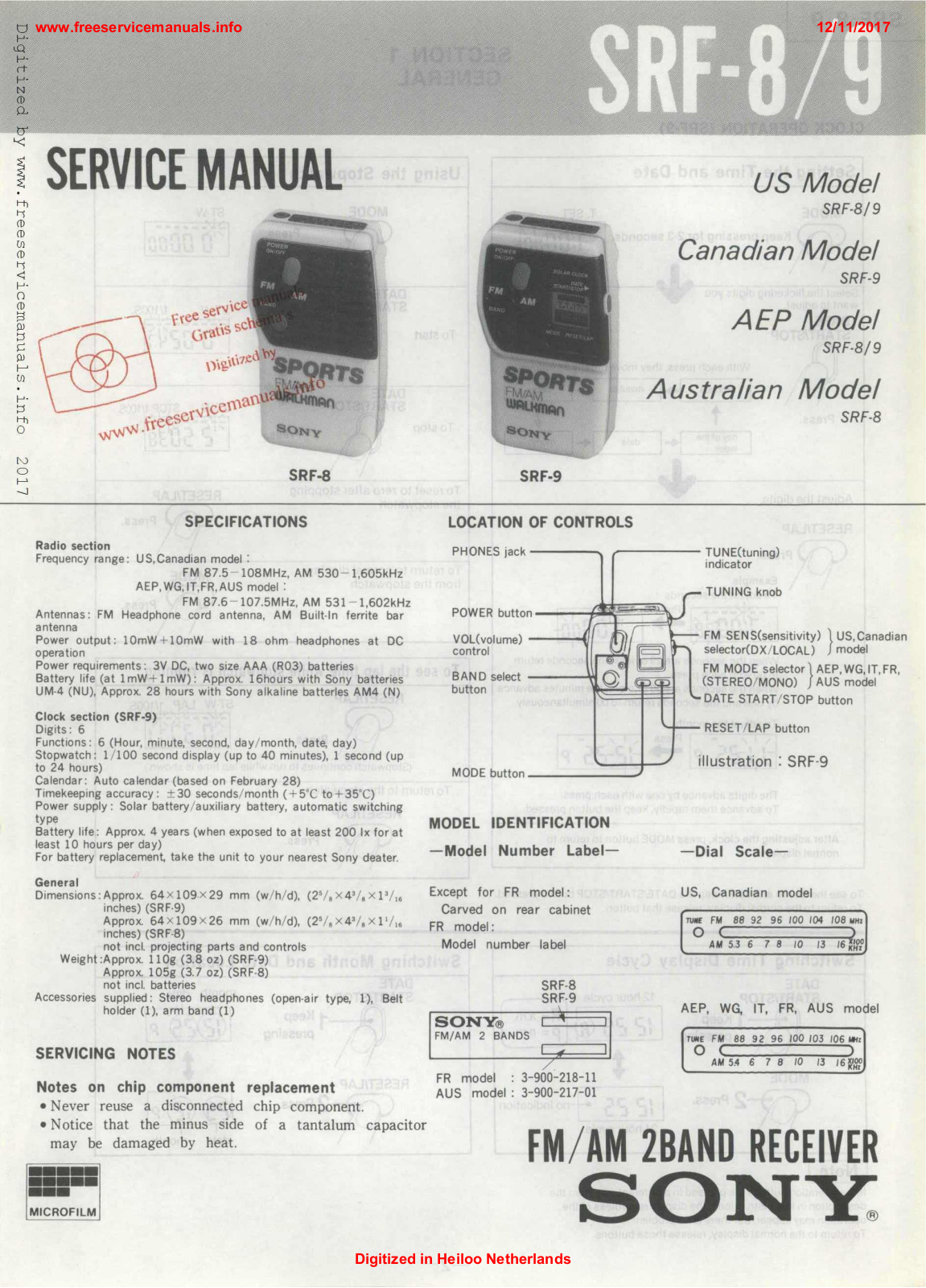 Sony srf-8, srf-9 User Manual