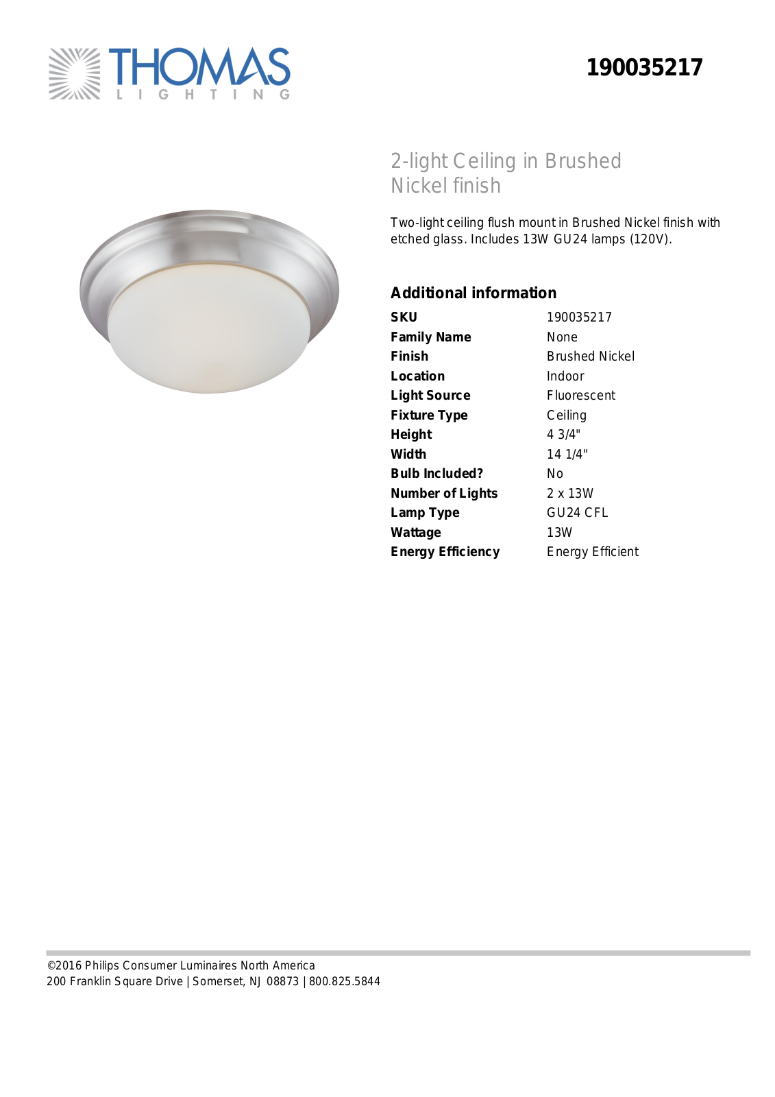 Thomas Lighting 190035217 User Manual - ManualMachine.com