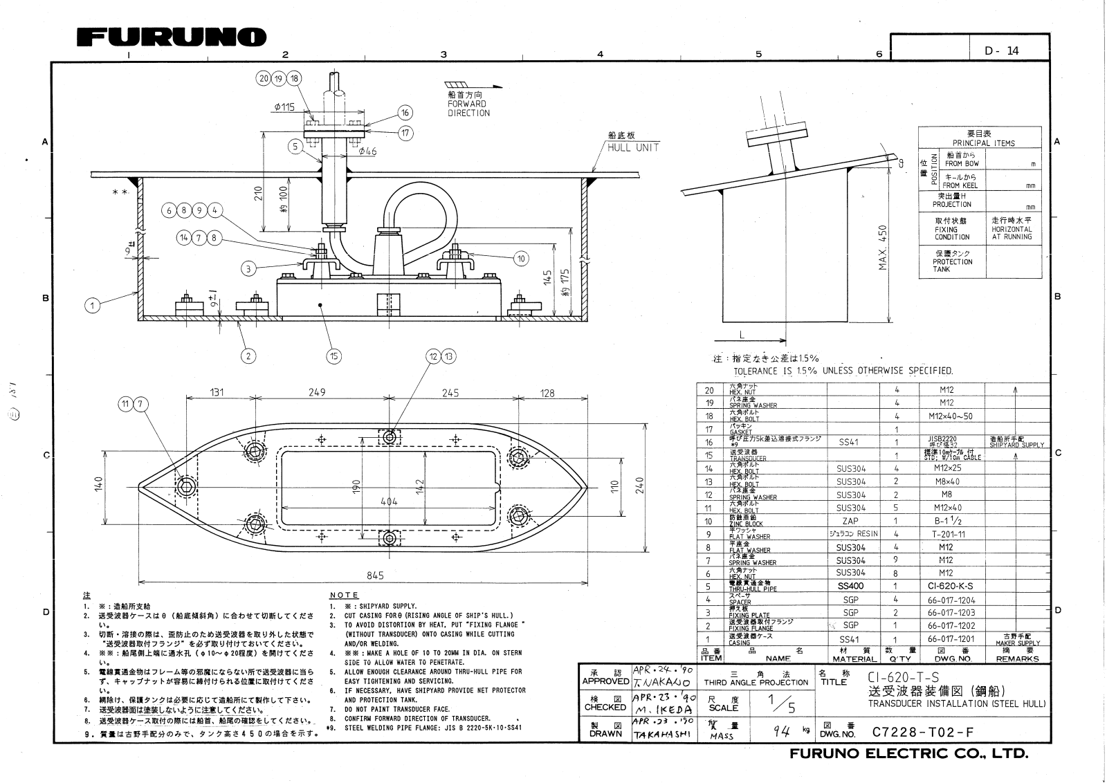 Furuno CI68BB Dimensional Drawings