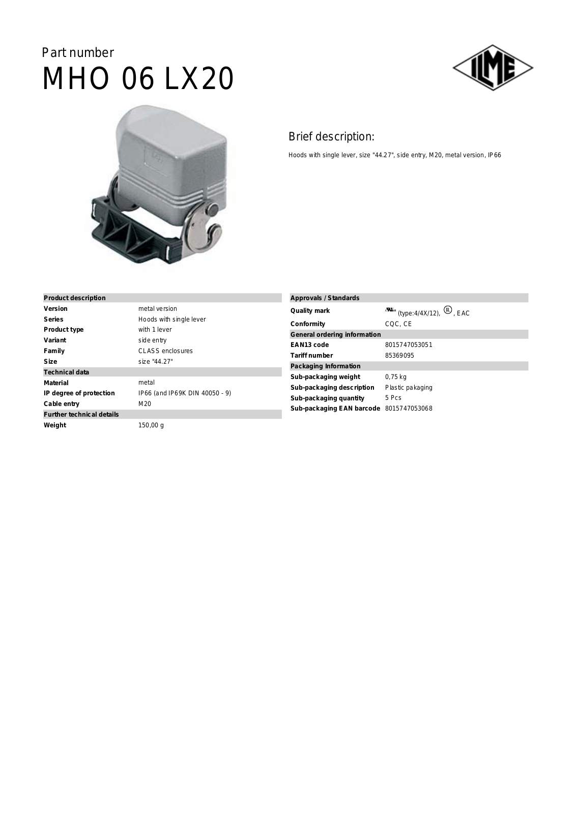 ILME MHO-06LX20 Data Sheet