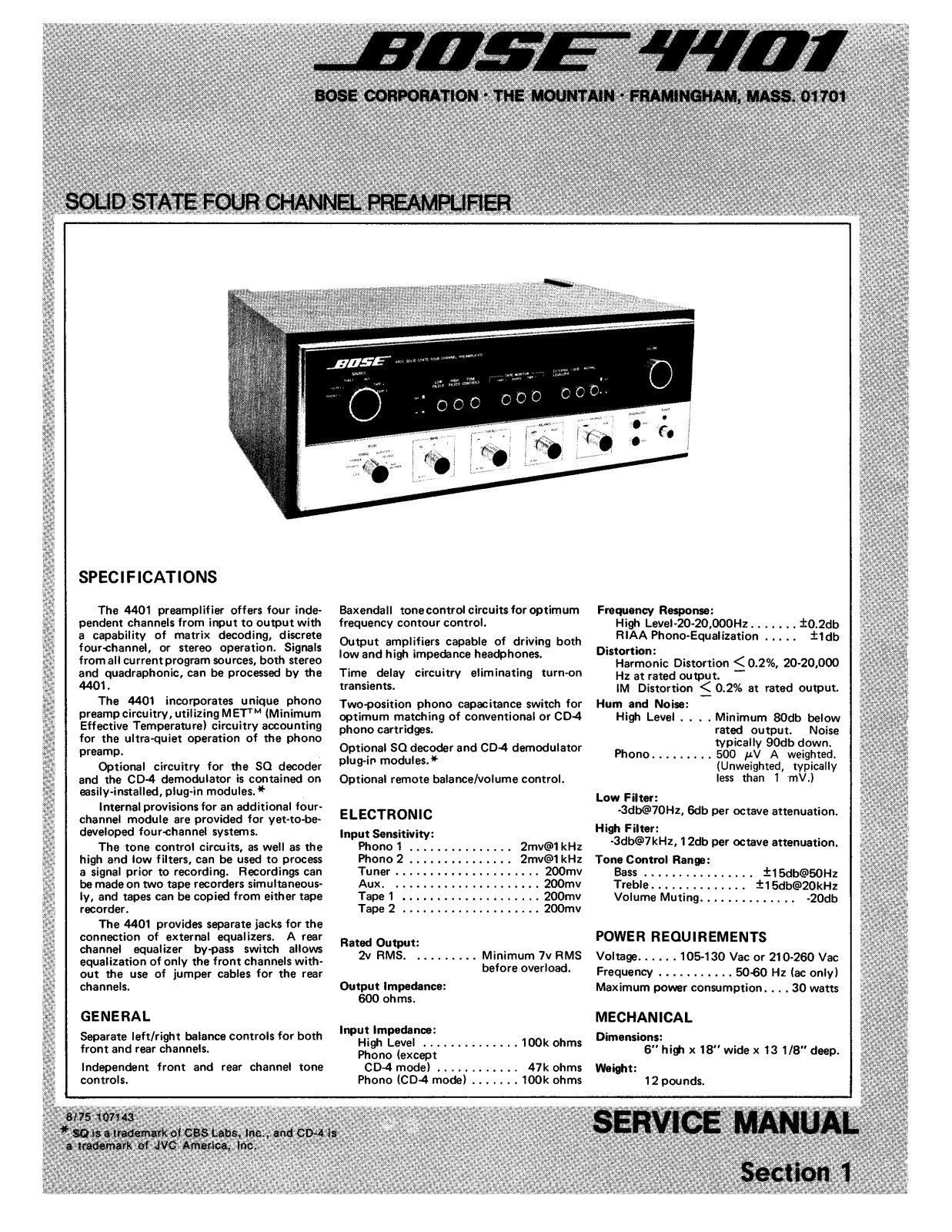 BOSE 4401-PRE-SM Schematic