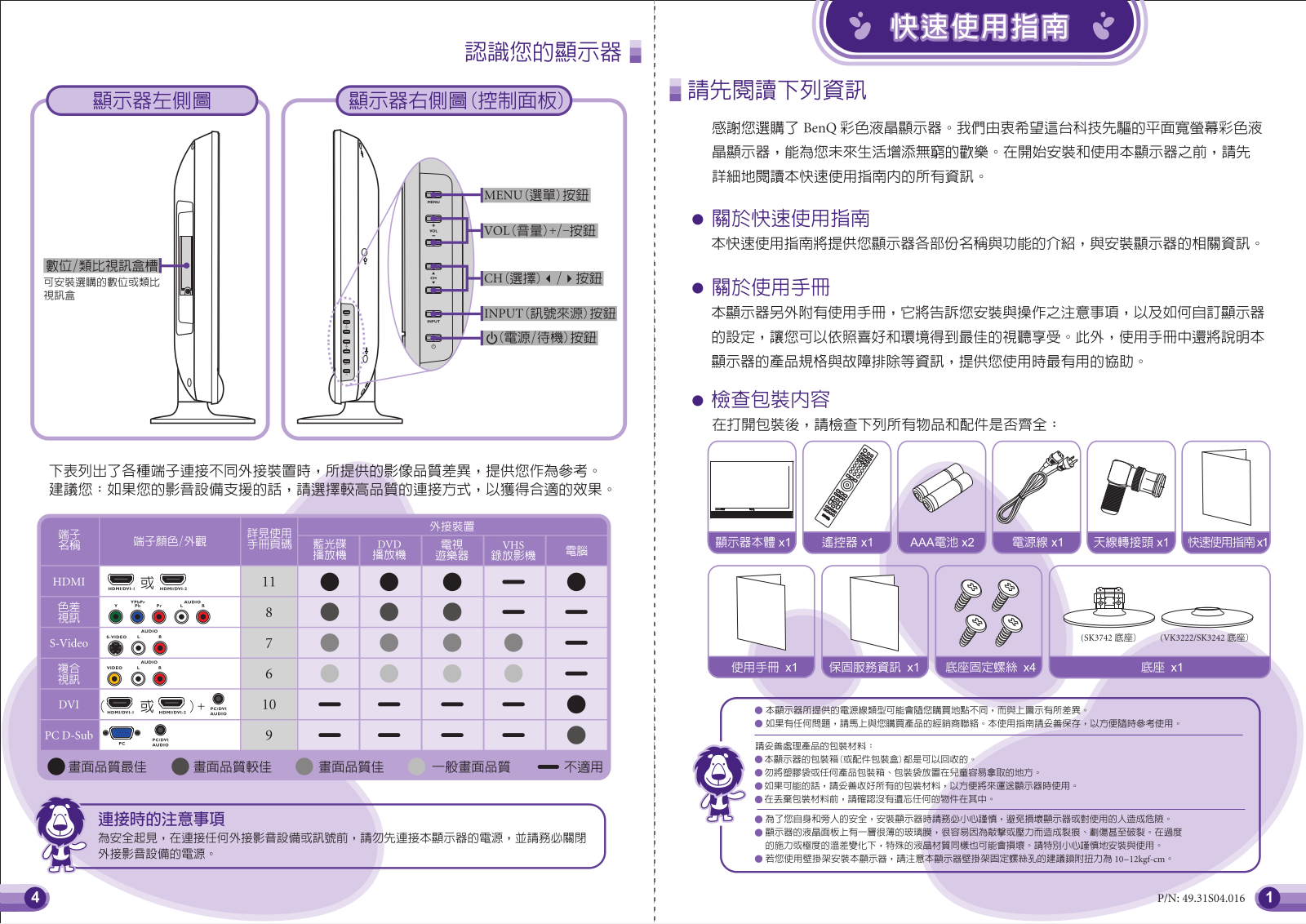 BenQ VK3222, SK3242 Quick Start Guide