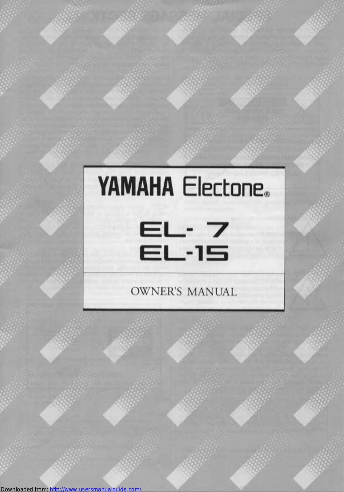 Yamaha Audio EL-7 (Image), EL-15 (Image) User Manual