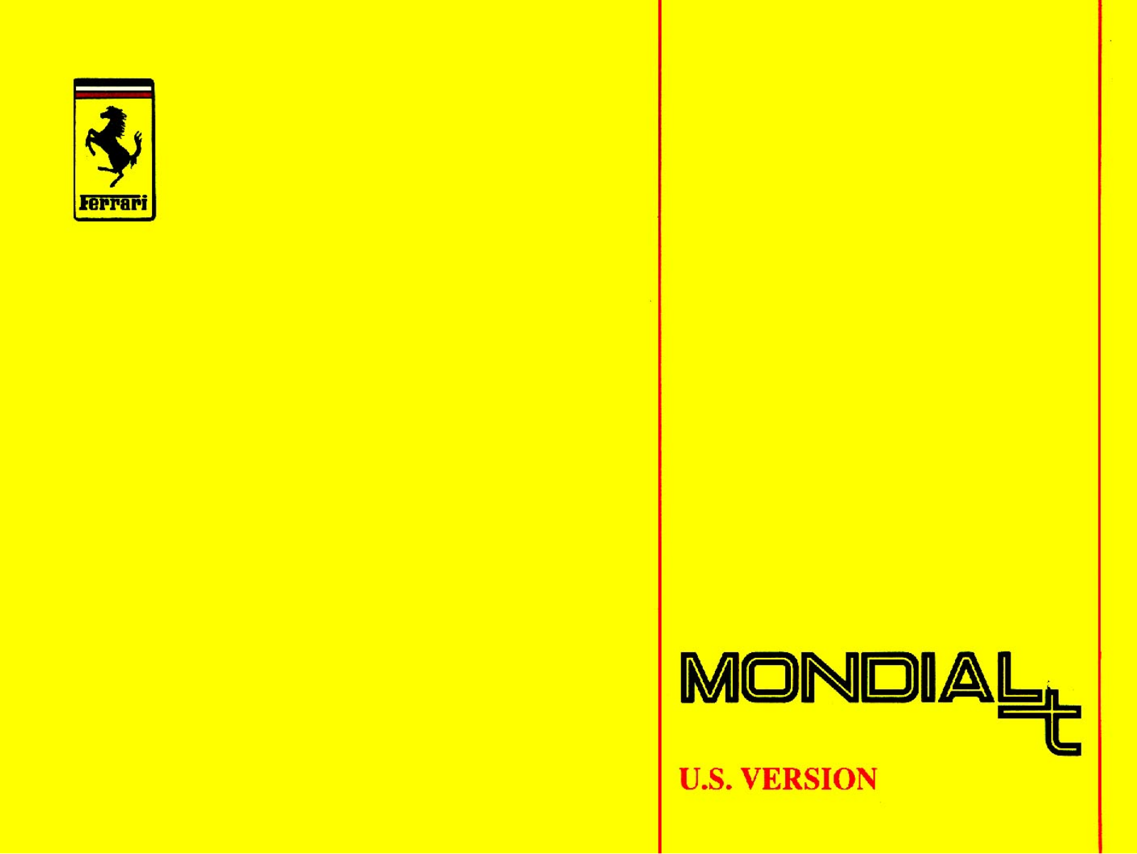 Ferrari 1989 Mondial T U.S. Owner's Manual