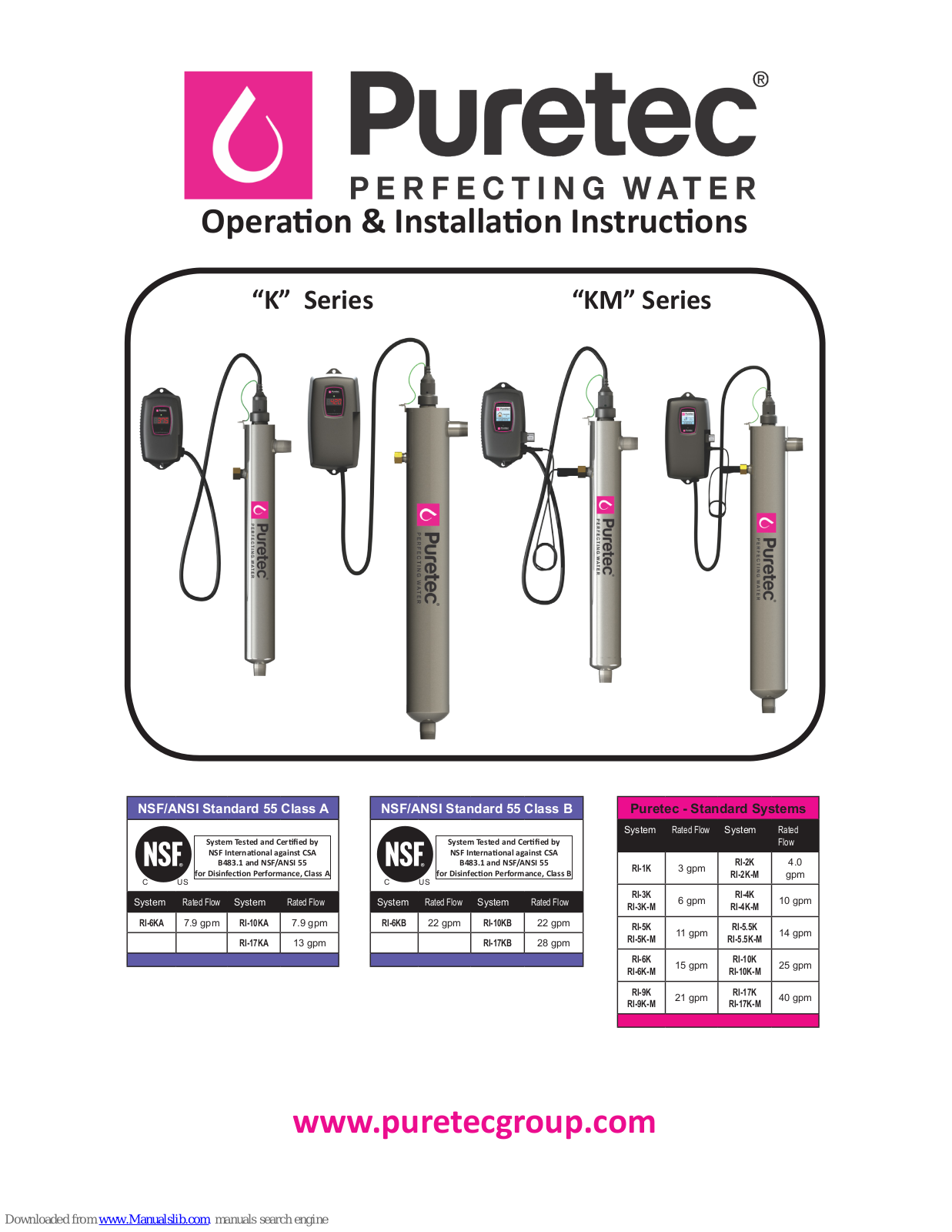 Puretec RI-3K, RI-2K, RI-0.5K, RI-1K, RI-3K-M Operation & Installation Instructions - ManualMachine.com