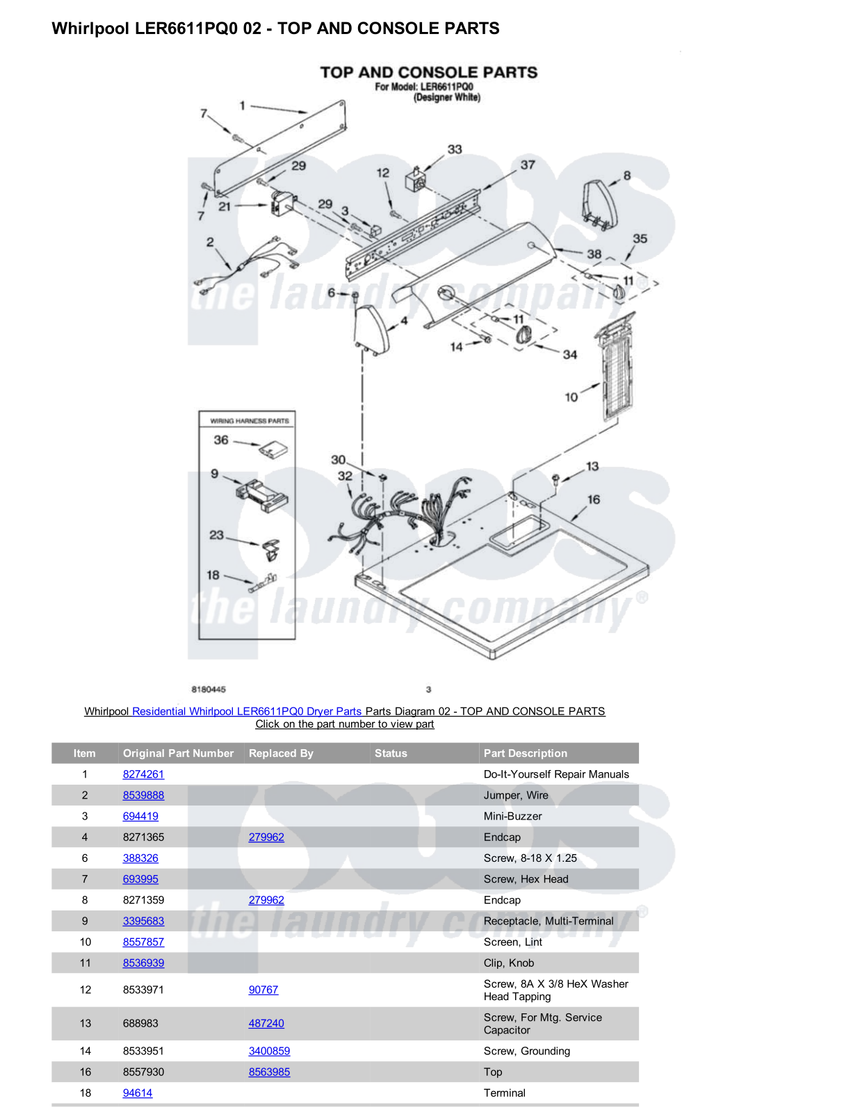 Whirlpool LER6611PQ0 Parts Diagram