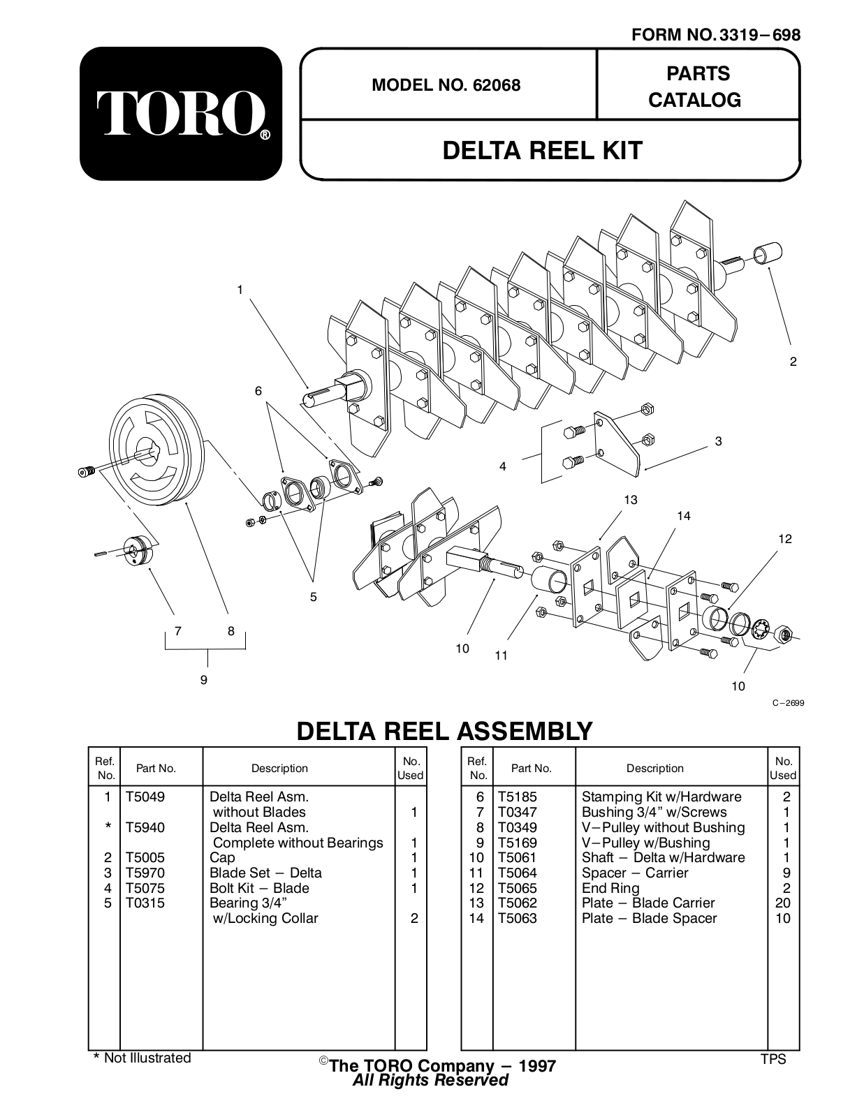 Toro 62068 Parts Catalogue