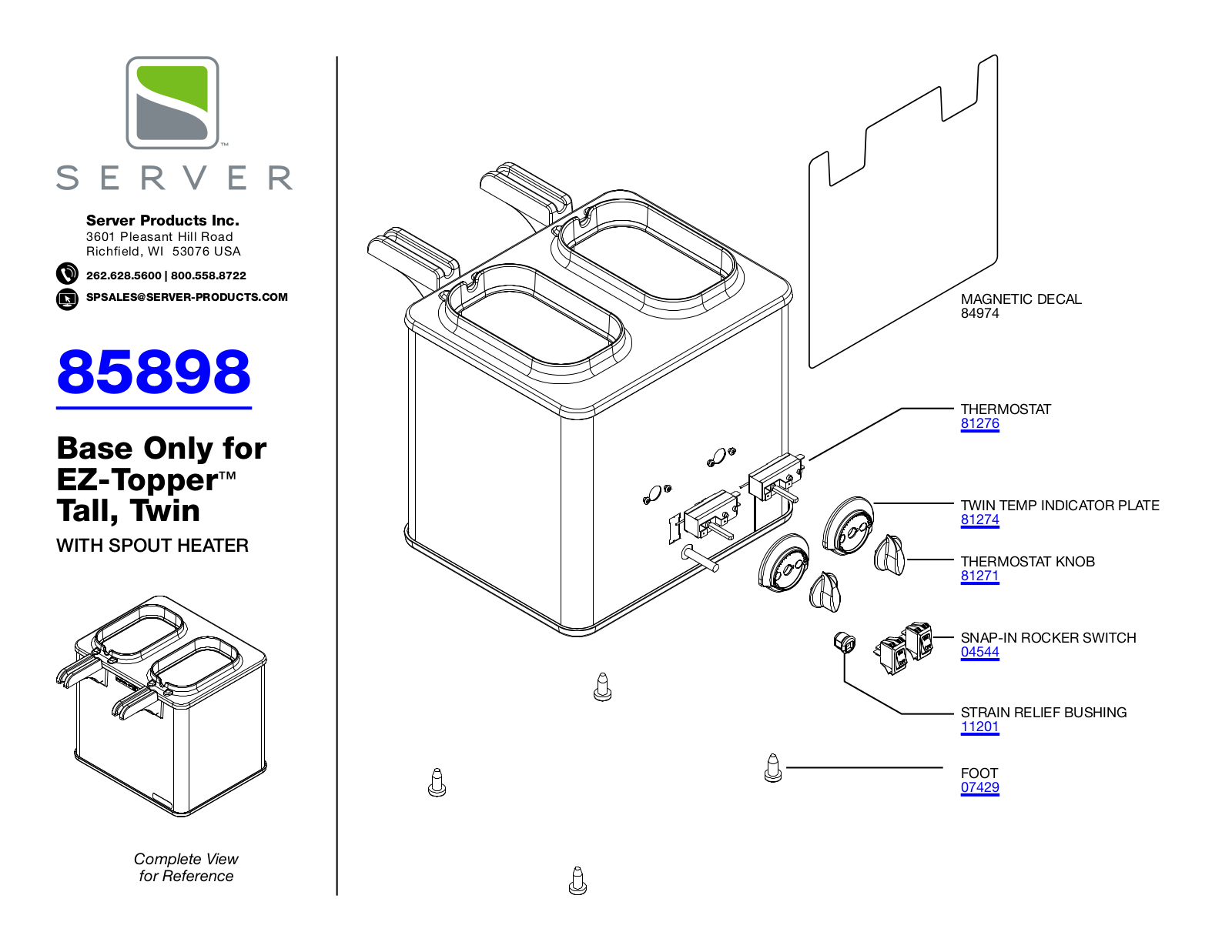 Server 85898 Parts List