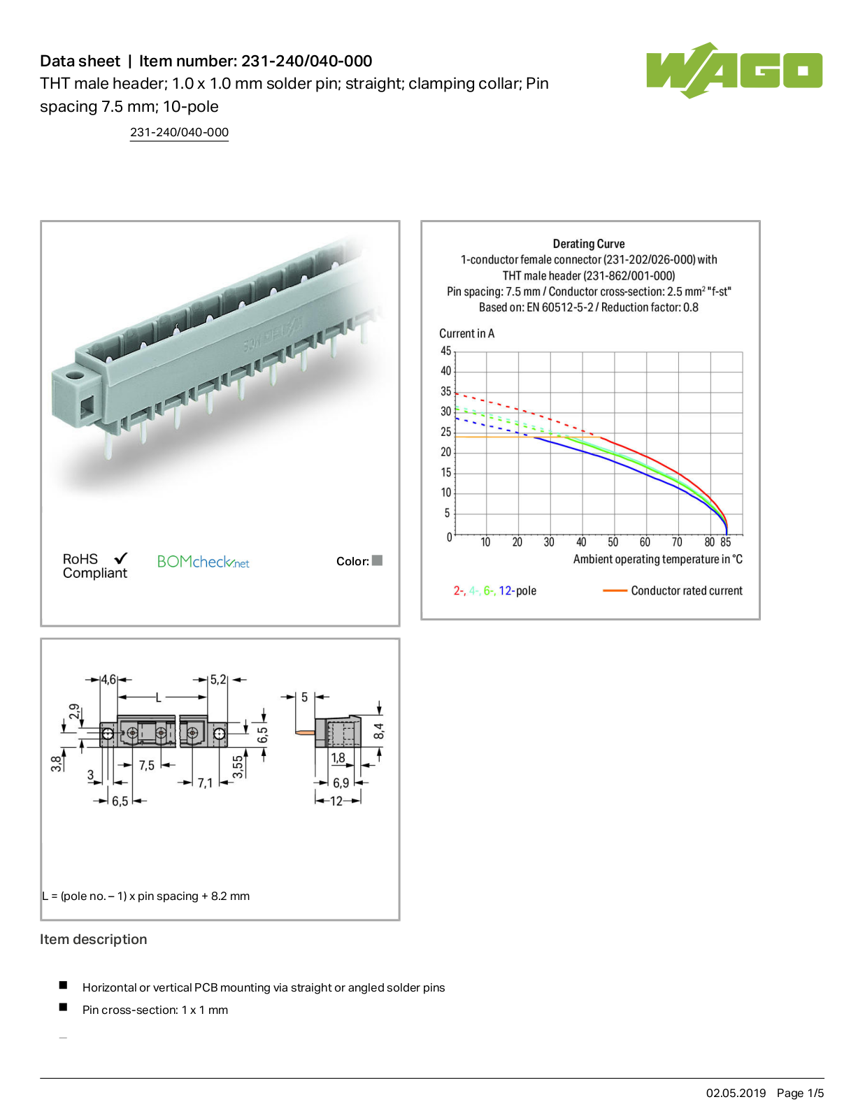 Wago 231-240/040-000 Data Sheet