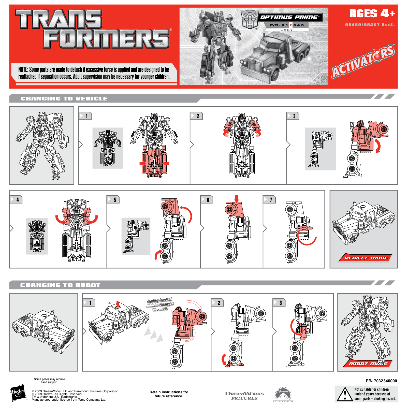 Hasbro TRANSFORMERS ACTIVATORS OPTIMUS PRIME User Manual