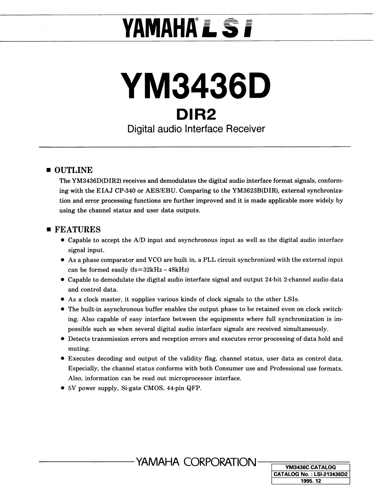 YAMAHA YM3436D Datasheet