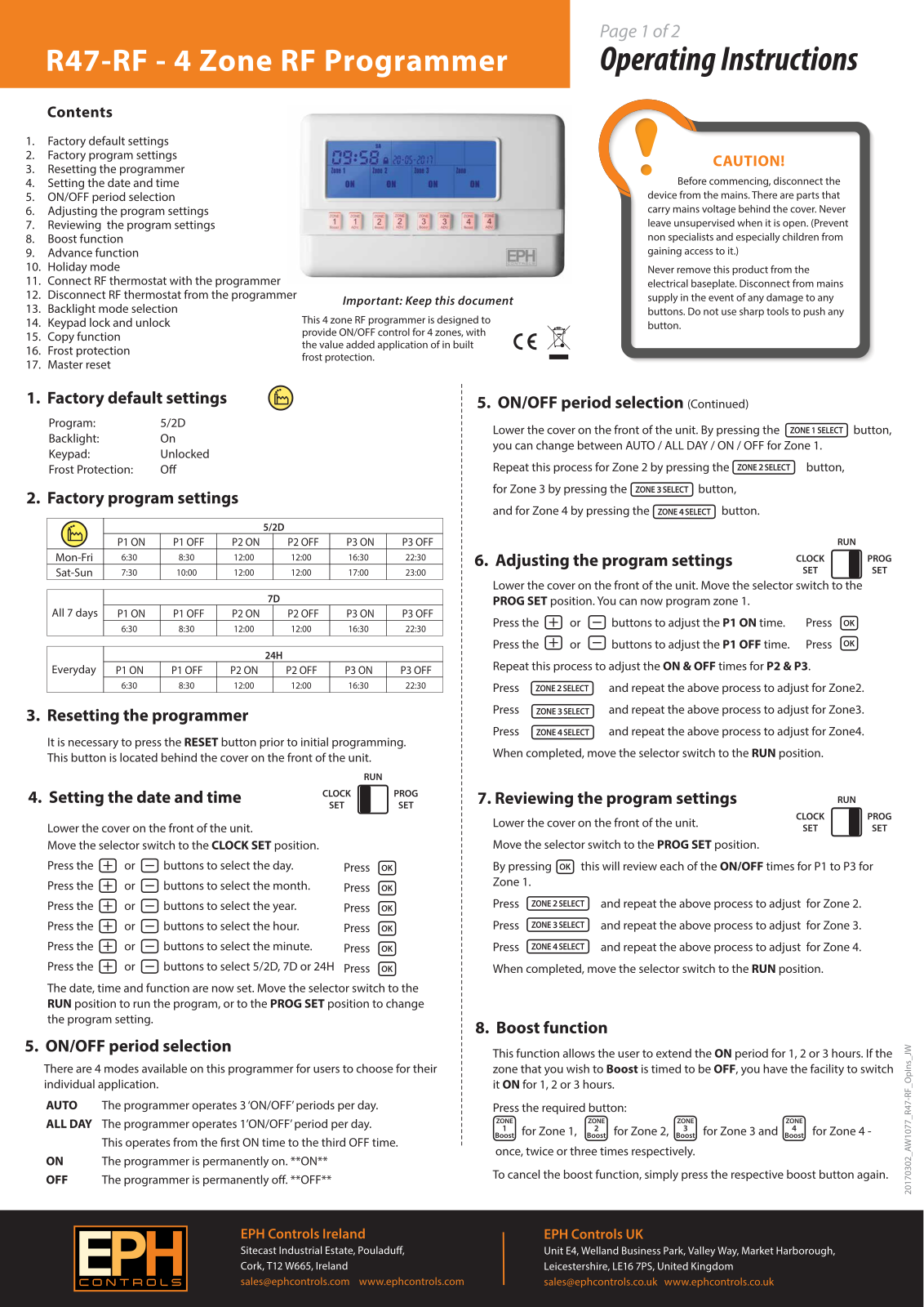 Eph controls R47-RF User Manual