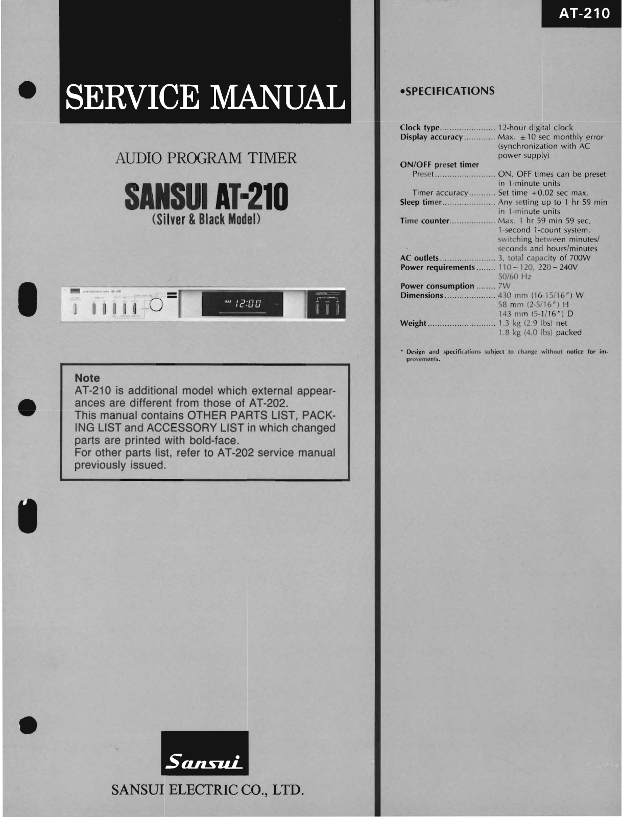 Sansui AT-210 Service Manual