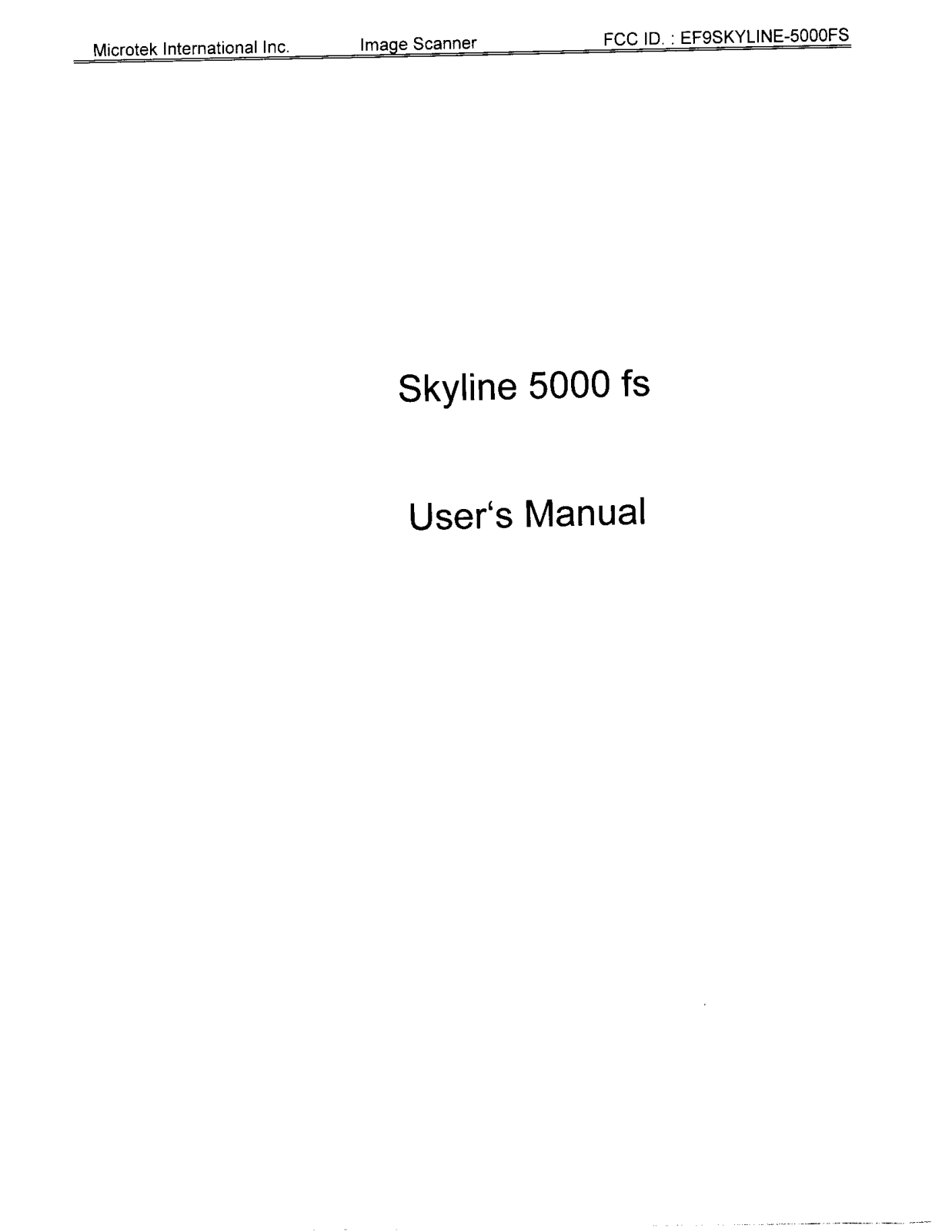 Microtek SKYLINE 5000FS Users Manual