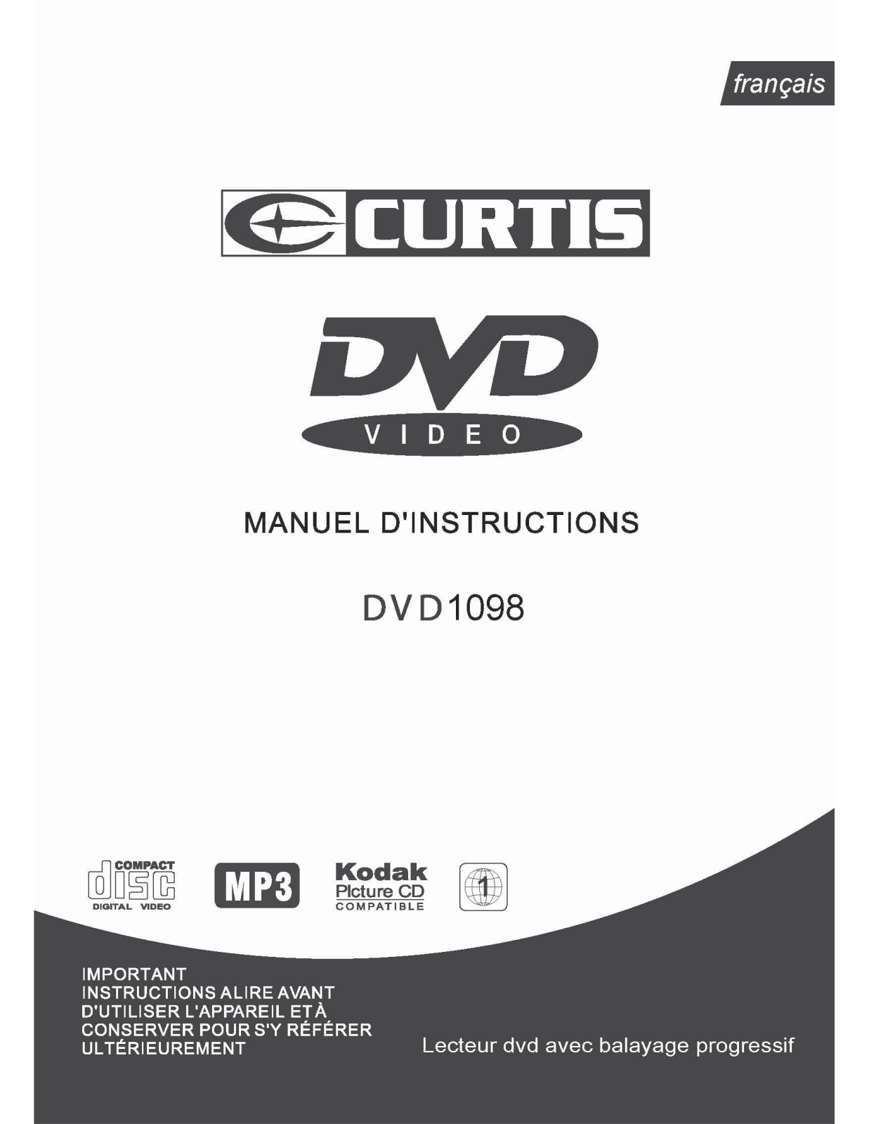 Curtis DVD1098 User Manual