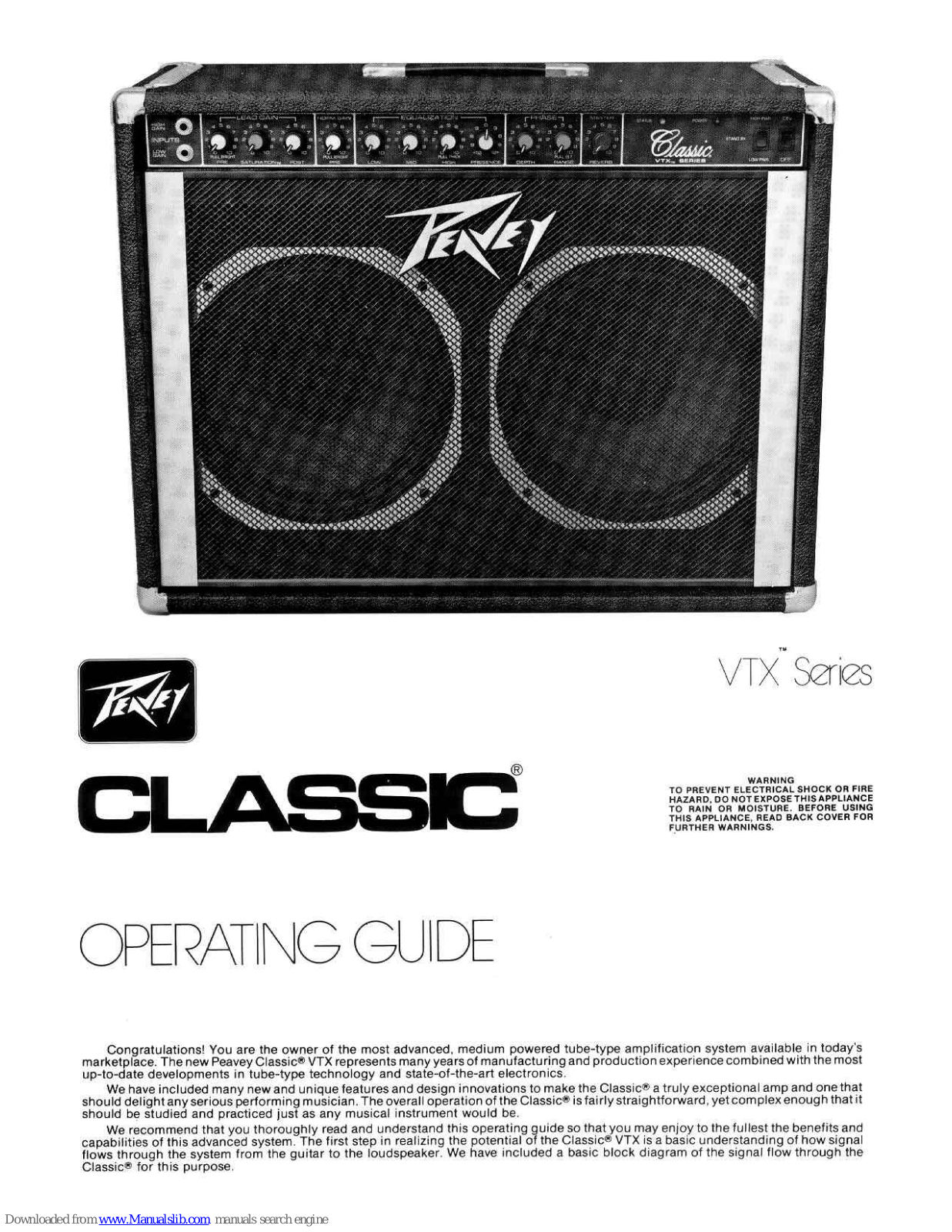 Peavey Classic VTX Series Operating Manual