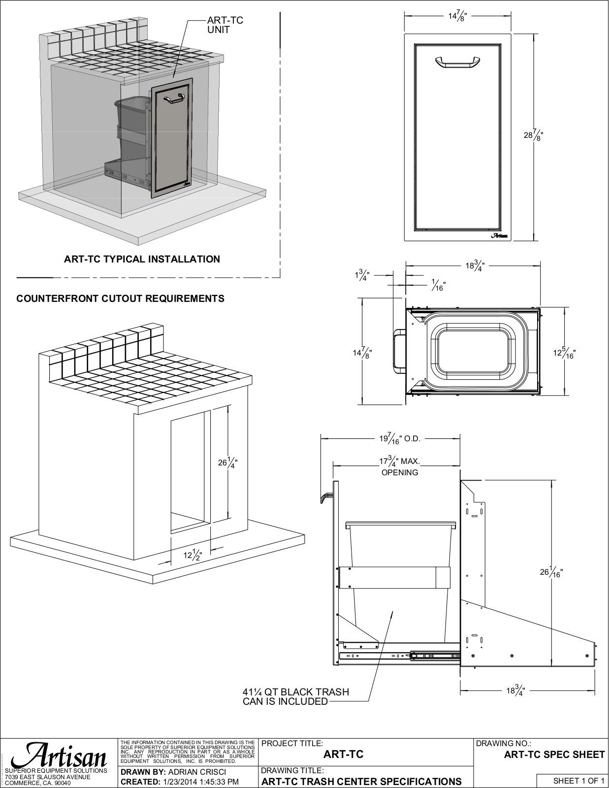 Artisan ARTTC Specs - ManualMachine.com