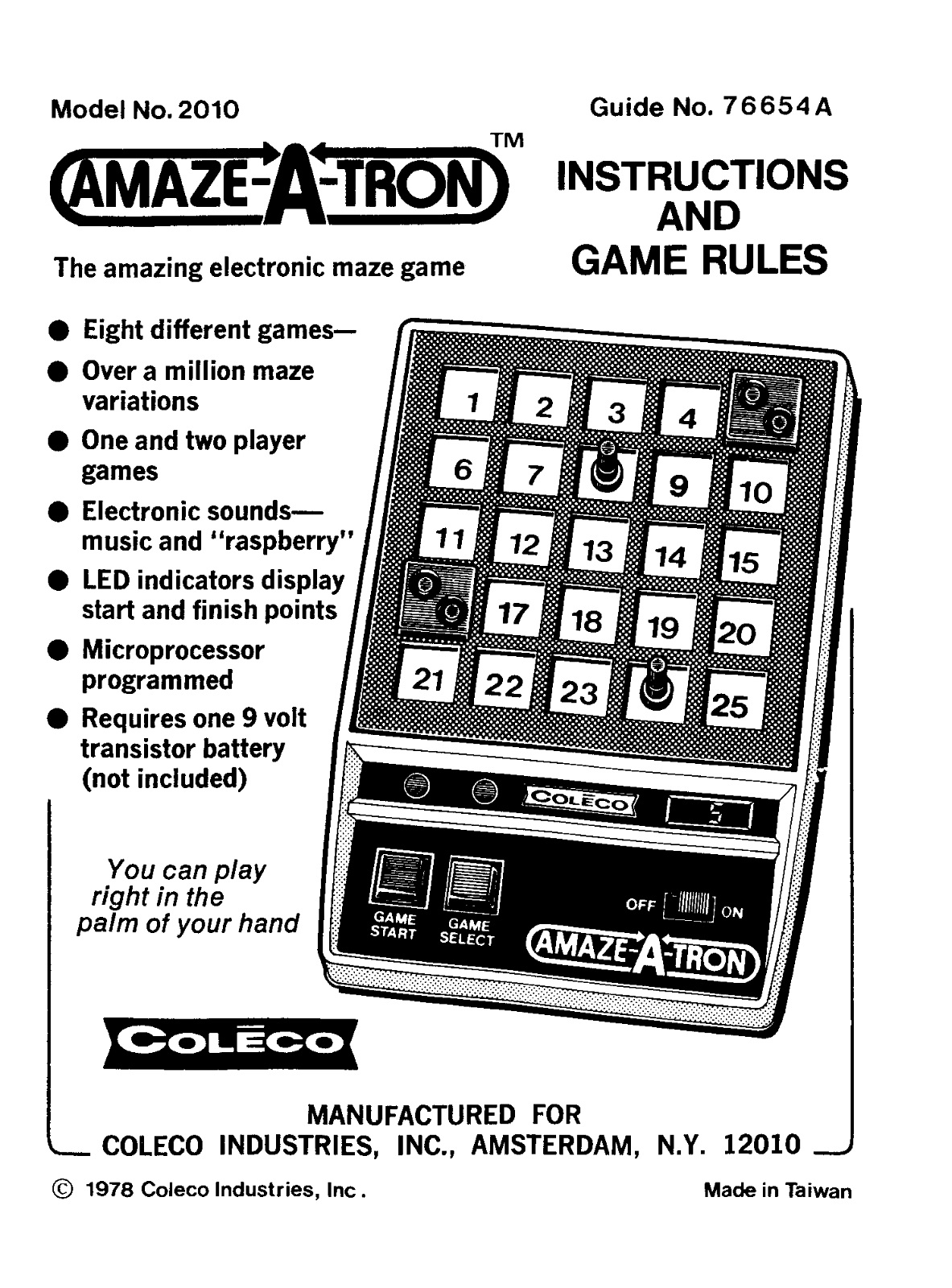 Coleco AmazeATron User Guide