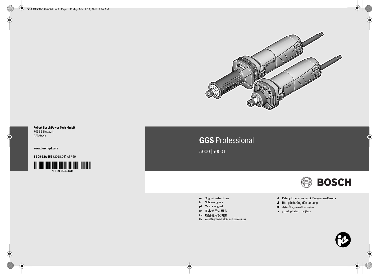 Bosch GGS Professional 5000, GGS Professional 5000 L Original Instructions Manual